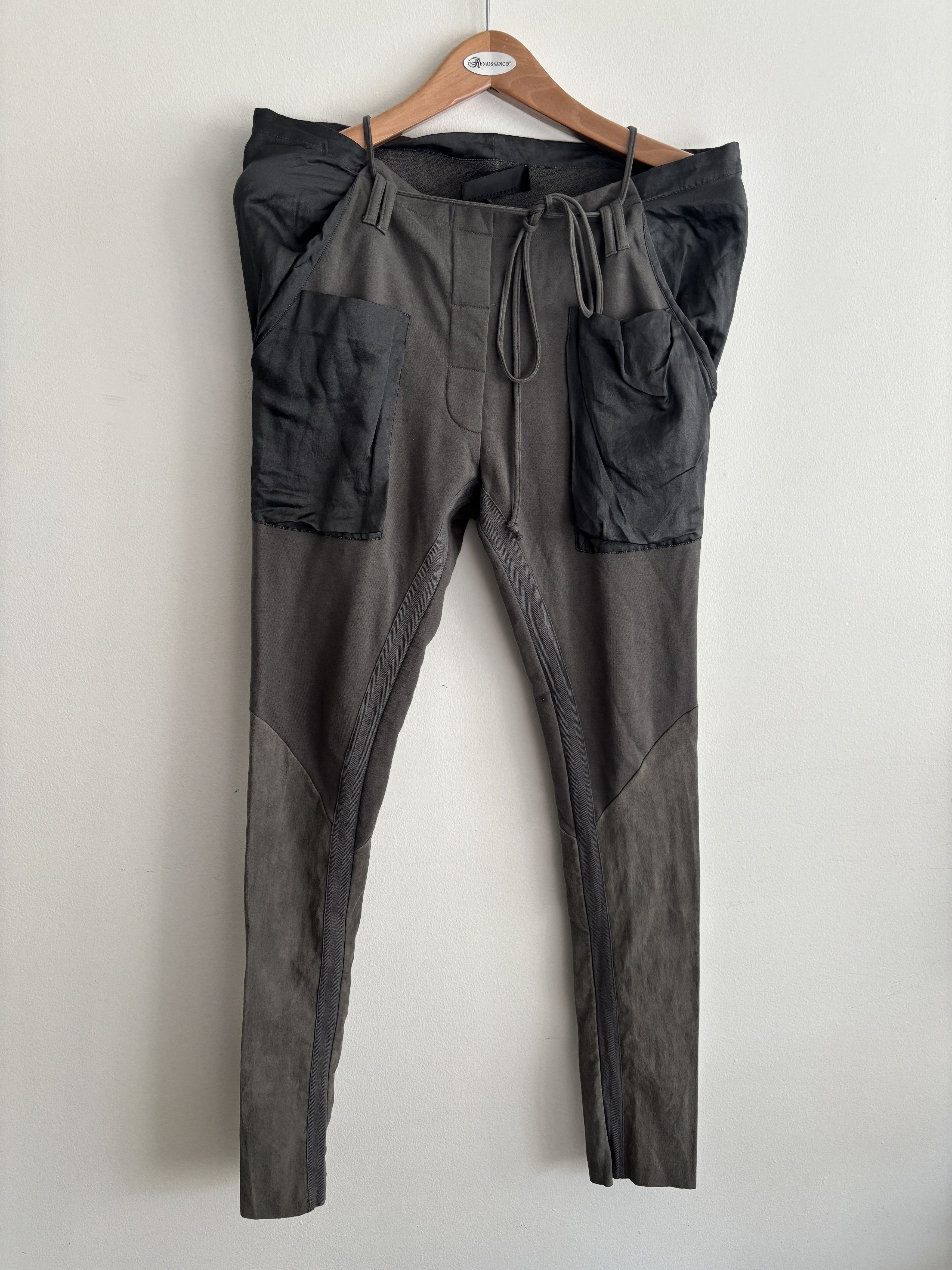 Haider Ackermann Drawstring Cotton Silk Leather Tapered Lounge Pants Size 36" / US 14 / IT 50 - 2 Thumbnail