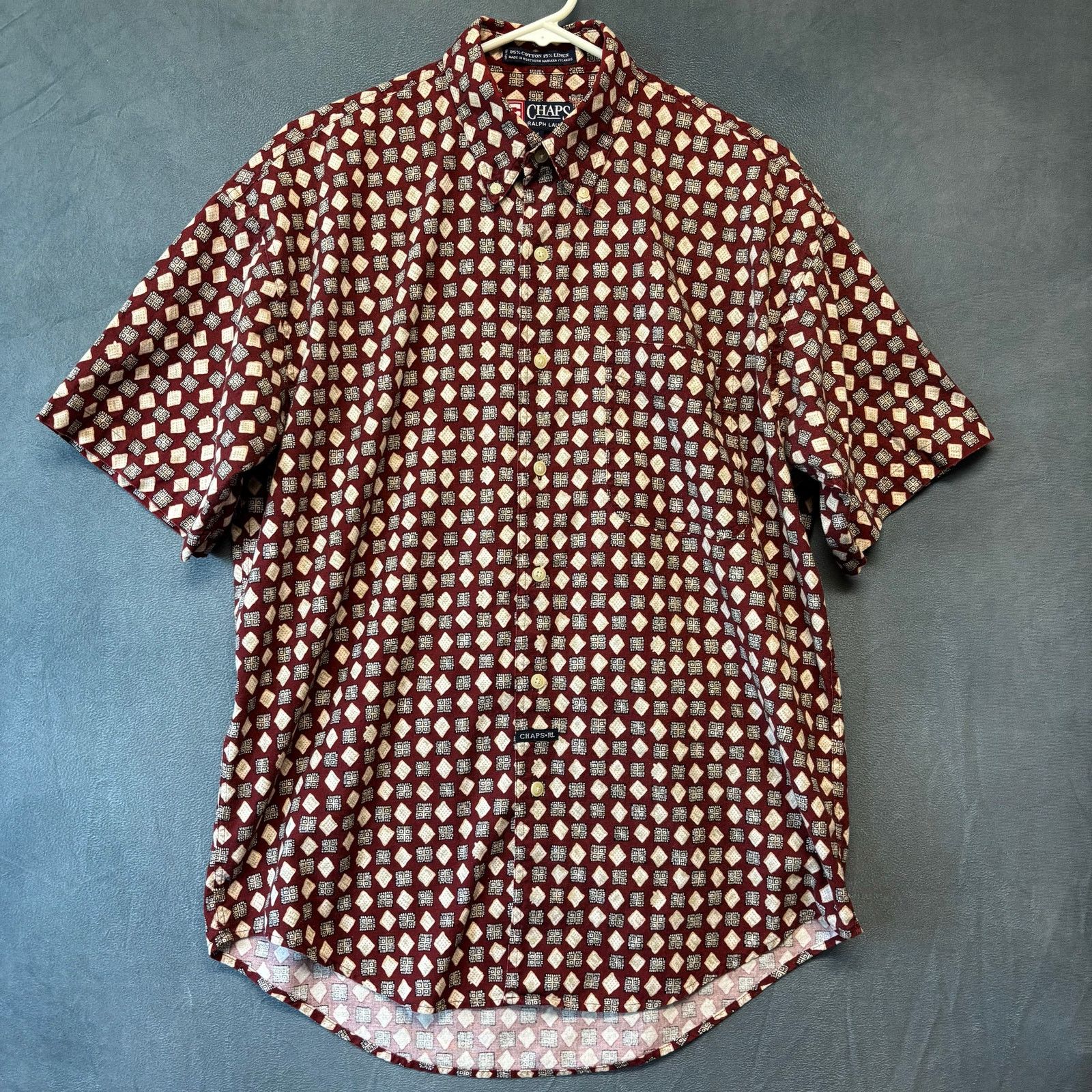 Chaps Ralph Lauren Ralph Lauren Chaps Shirt Linen Blend Geometric Pattern Size US M / EU 48-50 / 2 - 1 Thumbnail