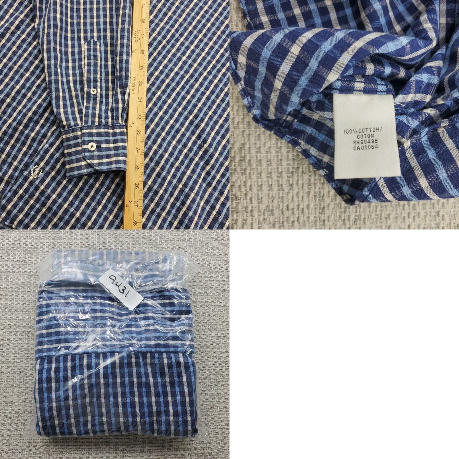BUGATCHI VINTAGE not applicable; produce title: BUGATCHI Uomo Shirt Mens Large Blue Plaid Cotton Button Up Casual Classic Fit Size US L / EU 52-54 / 3 - 9 Thumbnail