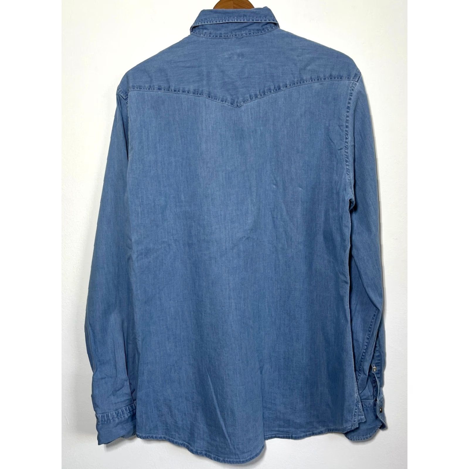 Vintage VINTAGE Stenstroms Denim Pearl Snap Western Shirt Mens L Blue Cotton Denim Pocket Buttons Western Theme Size US L / EU 52-54 / 3 - 2 Thumbnail