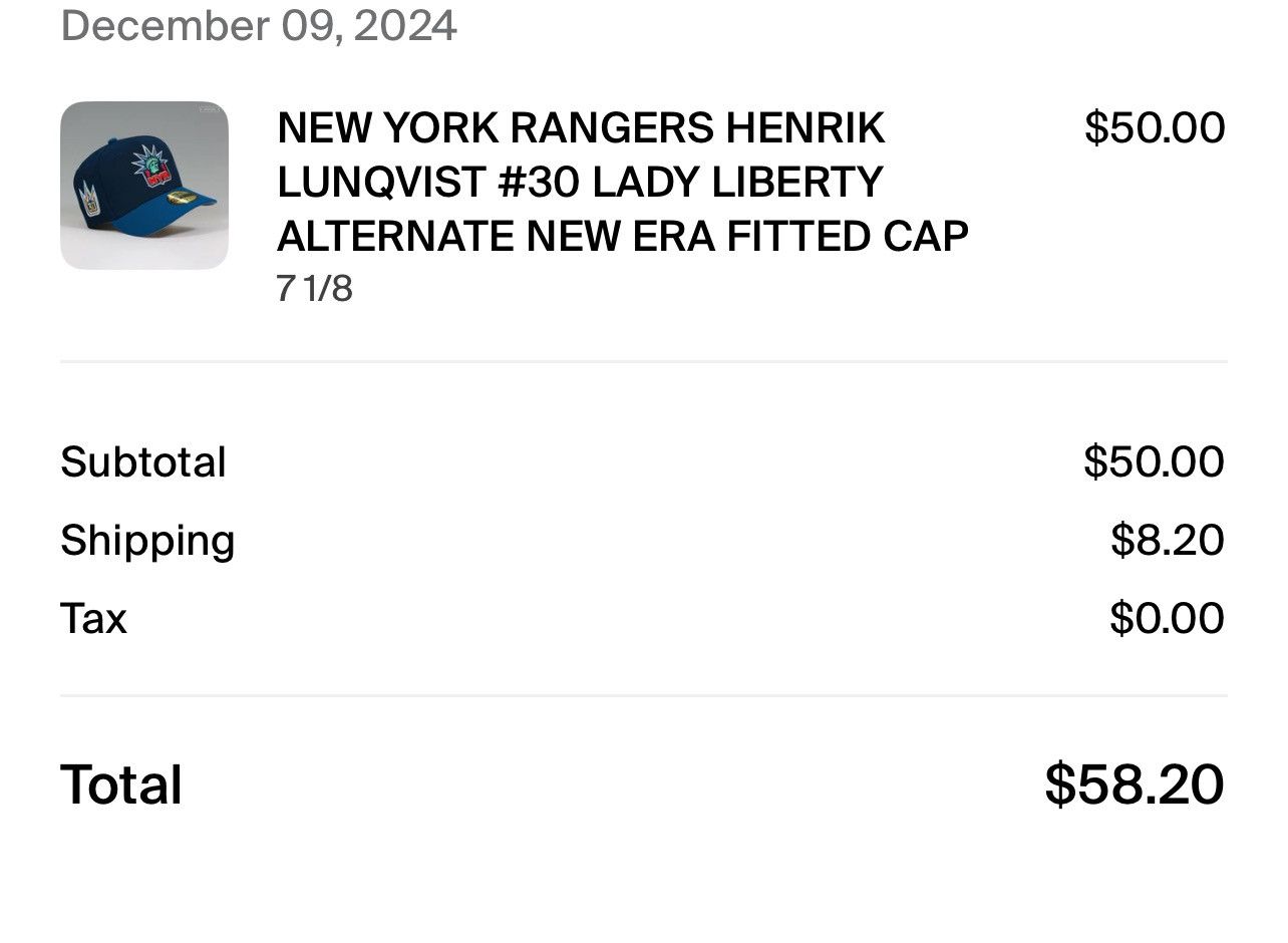 MLB × MyFitteds × New Era 7 1/8- Myfitteds New York Rangers Henrik Lunqvist Fitted Hat Size ONE SIZE - 9 Thumbnail