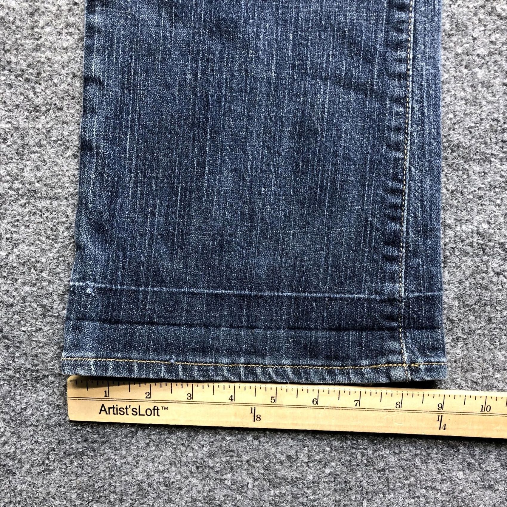 Denime Y2K Jeans Womens 30R Blue Bootcut Embroidered Distressed Denim Back Pockets Size 30" / US 8 / IT 44 - 4 Thumbnail