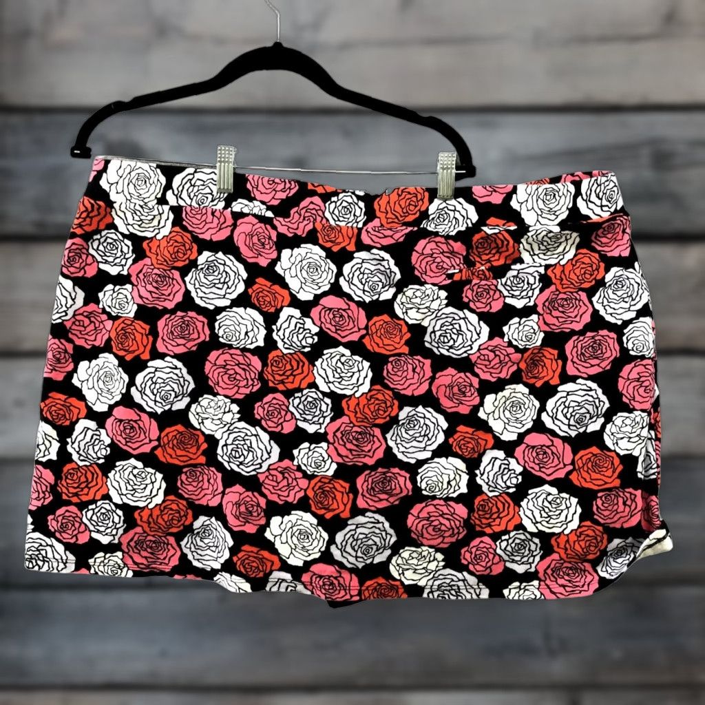 Jones New York Jones New York Mini Skort Womens XXL Pink Floral Cotton Athletic Faux Wrap Skort Size 40" / US 18 - 1 Thumbnail