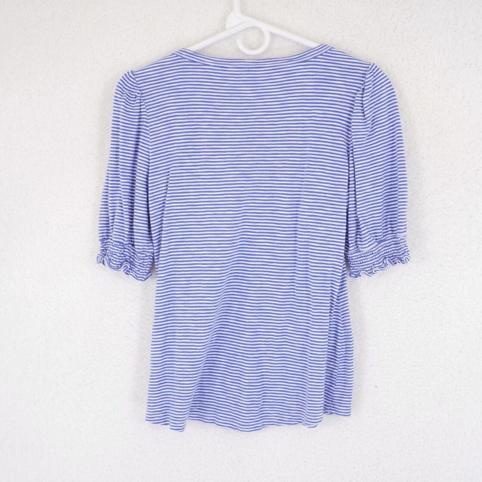 Talbots Talbots Petite Medium Blue Striped Blouse Top Short Sleeve F Size M / US 6-8 / IT 42-44 - 3 Thumbnail