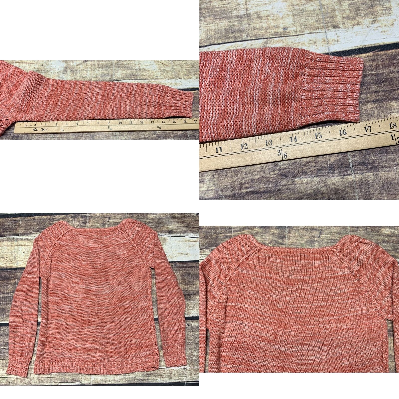 Aeropostale Aeropostale Pullover Sweater Women M Peachy Pink White Open Holes Front Design Size M / US 6-8 / IT 42-44 - 9 Thumbnail