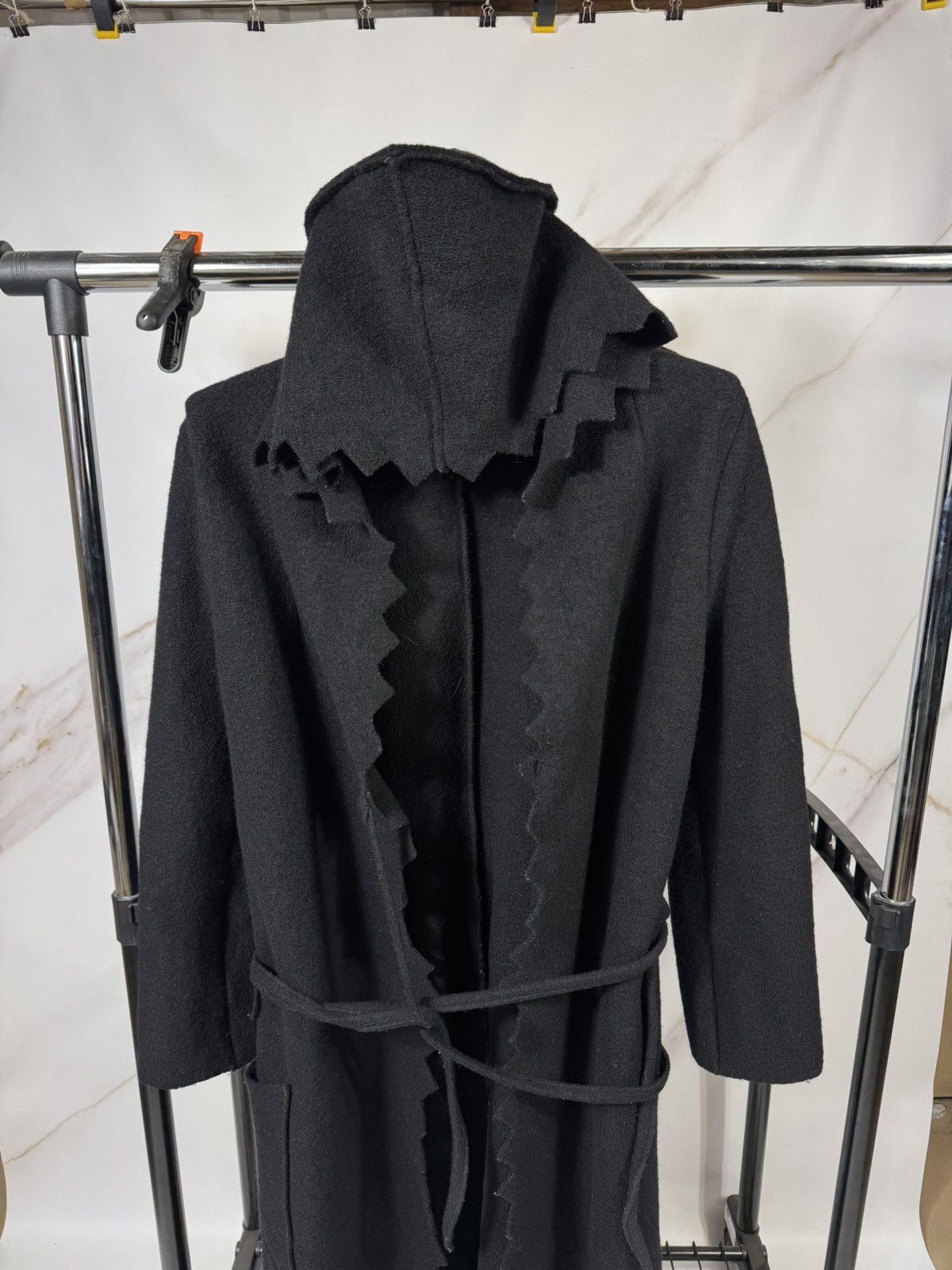 Cop Copine Cop.Copine Belted Hooded Cardigan Coat Wool Zigzag Trim Size M / US 6-8 / IT 42-44 - 2 Thumbnail
