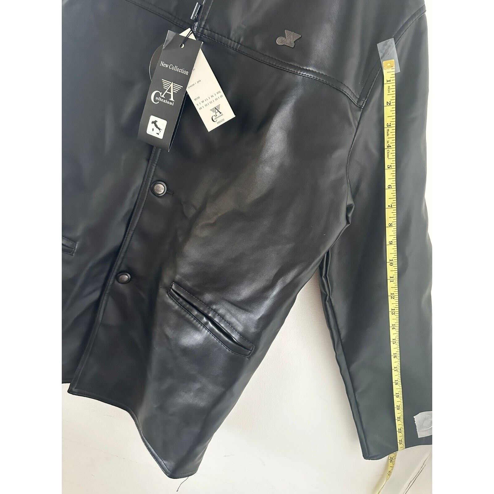 Armani Collezioni Collezioni Black Faux Leather Mid-Length Jacket NWT Mens M/L Size US M / EU 48-50 / 2 - 8 Thumbnail