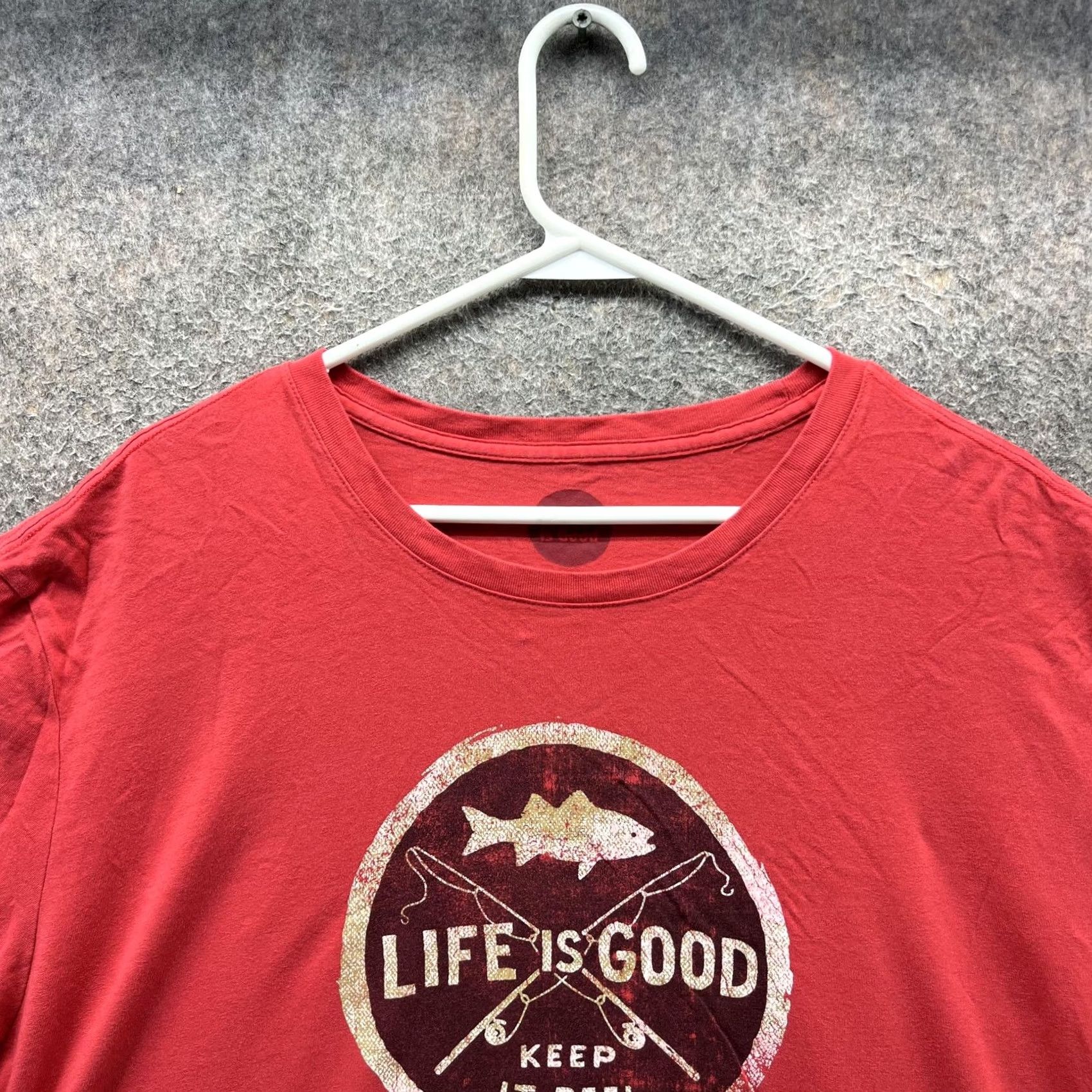 Life is Good Life Is Good Shirt Mens XL Red Short Sleeve Crew Neck Graphic Keep It Reel Outdoors Fishing Size US XL / EU 56 / 4 - 6 Thumbnail