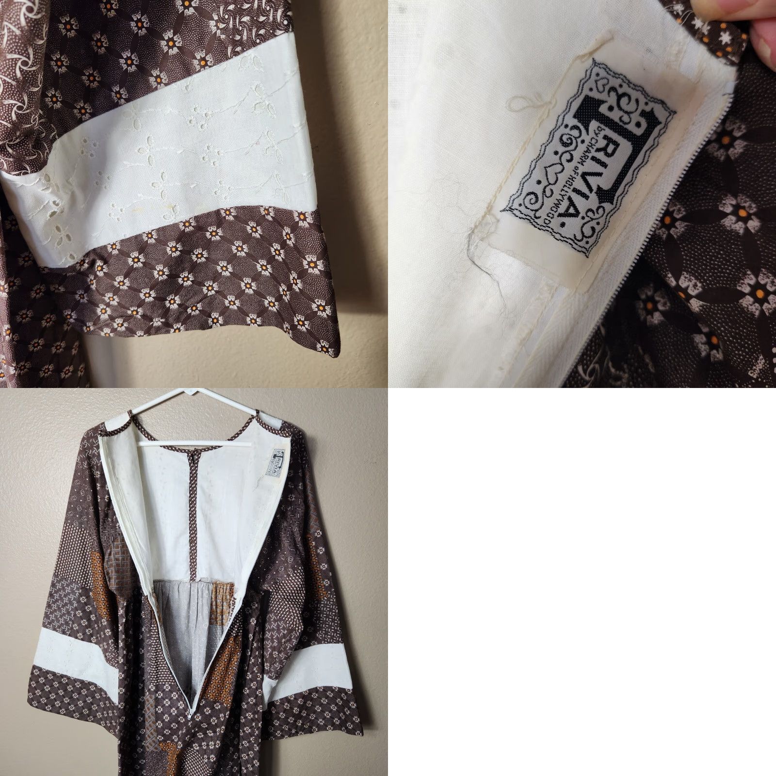 Vintage VINTAGE Trivia 70s Patchwork Hippie Prairie Maxi Dress M Brown Day Dress Maxi Hippie 1970s Womens Size M / US 6-8 / IT 42-44 - 8 Thumbnail