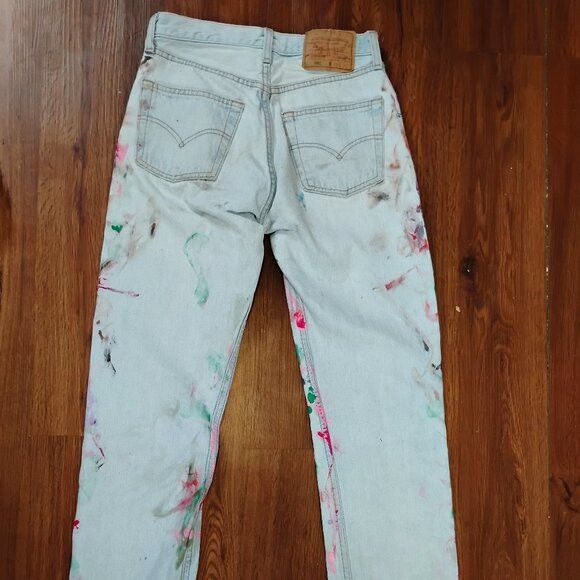 Other Vintage Levi's 501 Button Fly Painter Distressed Denim Jeans Size 28" / US 6 / IT 42 - 5 Thumbnail