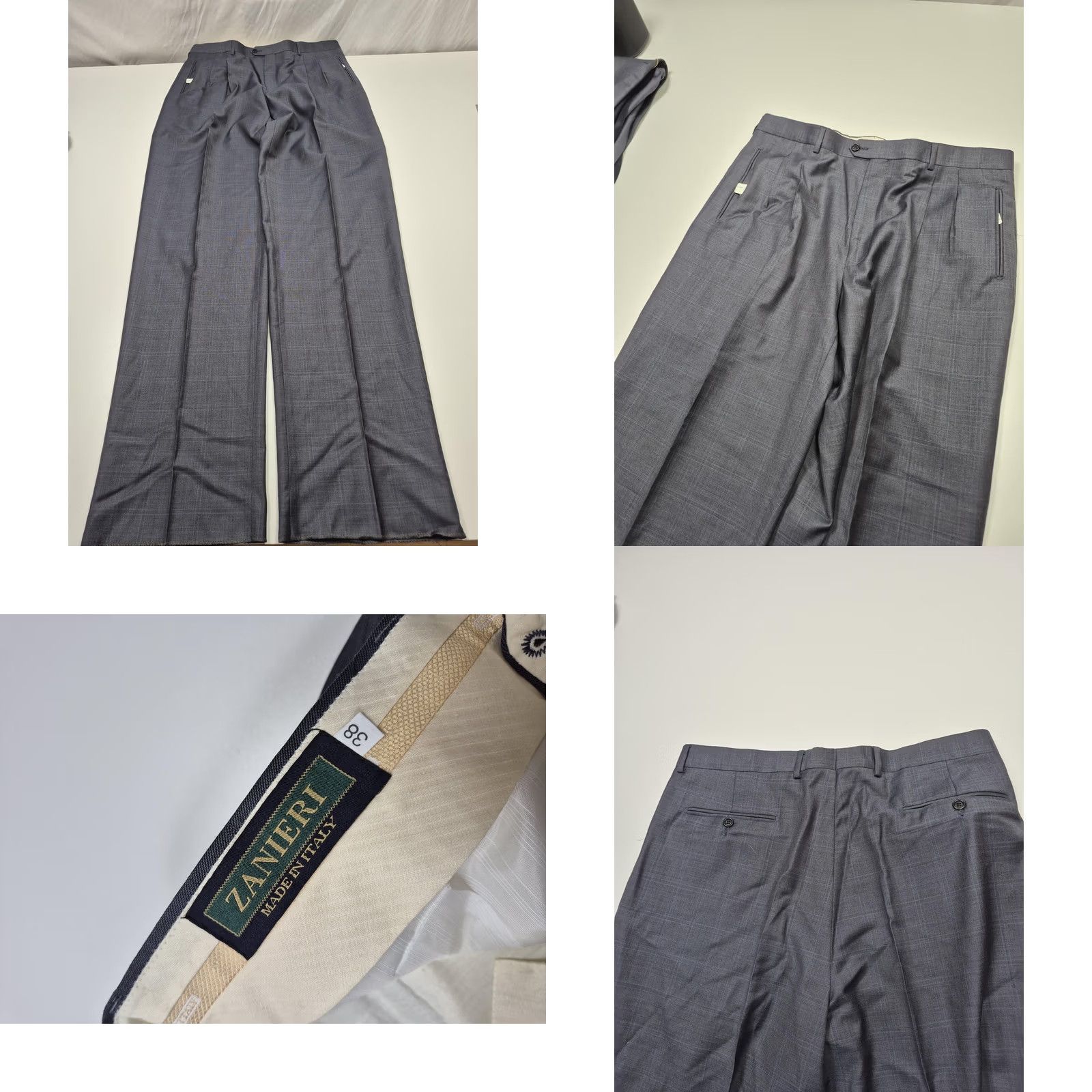 Vintage Zanieri Suit Mens 44 Long Gray Wool Super 110s Cerruti 38x37 Italy NWT FLAW Size 44R - 9 Thumbnail