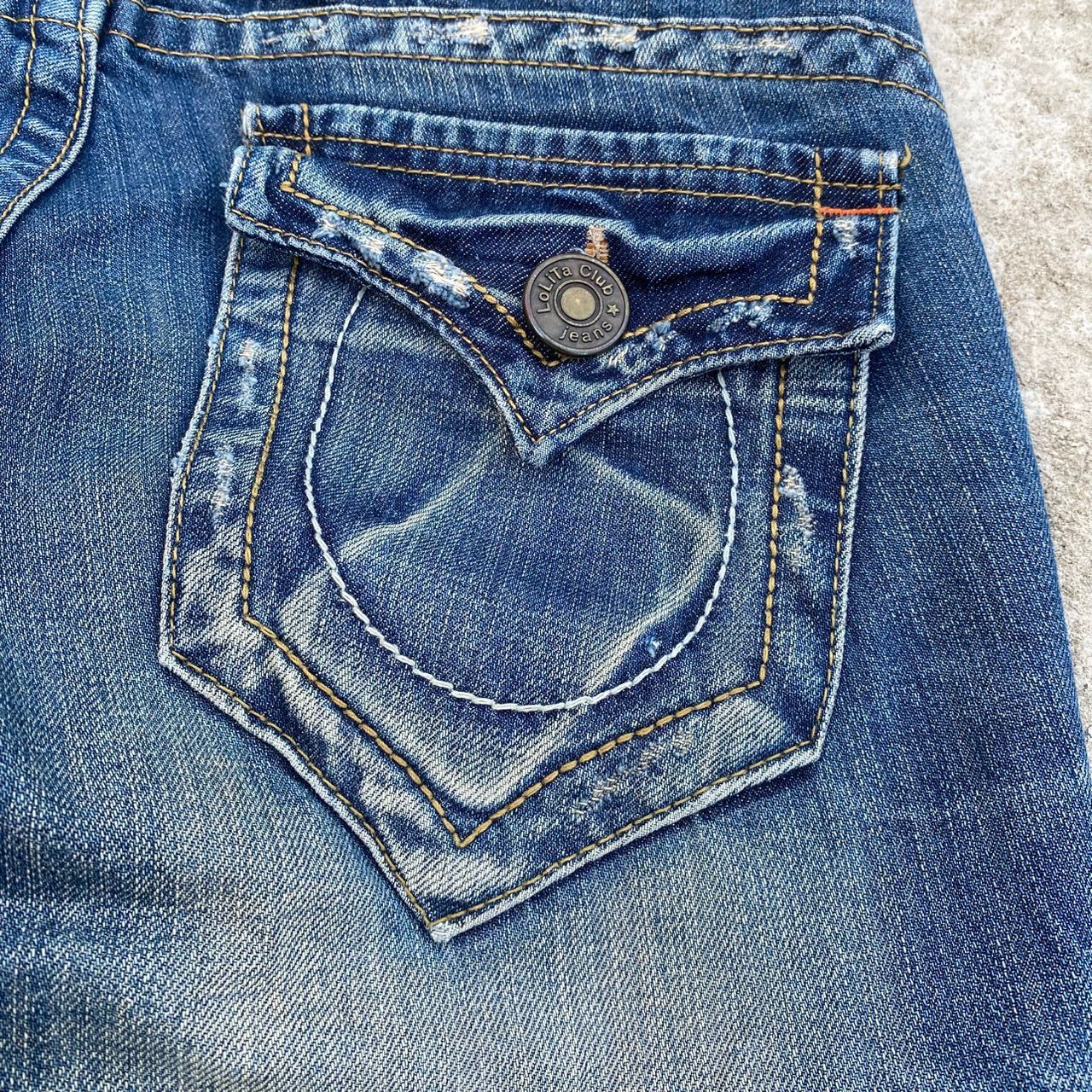 Japanese Brand Vintage Lolita Jeans Flare Distressed Denim Size 32" / US 10 / IT 46 - 15 Thumbnail