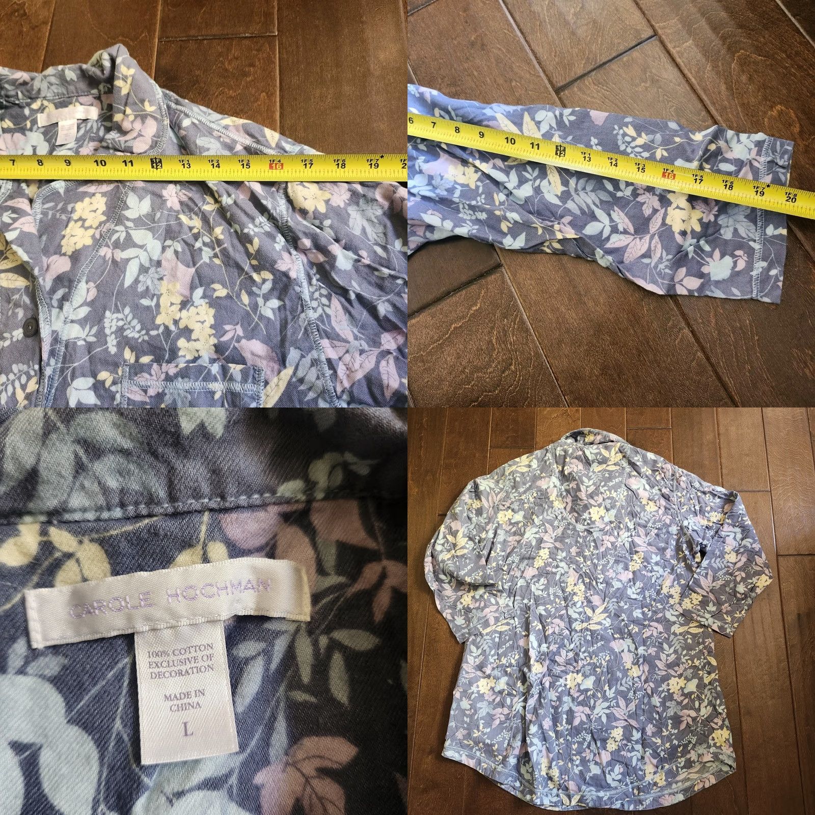 Vintage Carole Hochman Womens L Women Sleepwear Pajamas Floral Button Size Size ONE SIZE - 10 Thumbnail