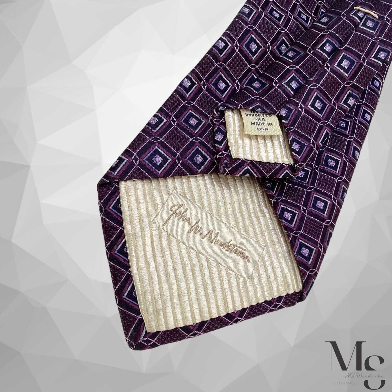 Other JOHN W. NORDSTROM Purple Geometric Silk Tie Made In USA : Size ONE SIZE - 5 Thumbnail
