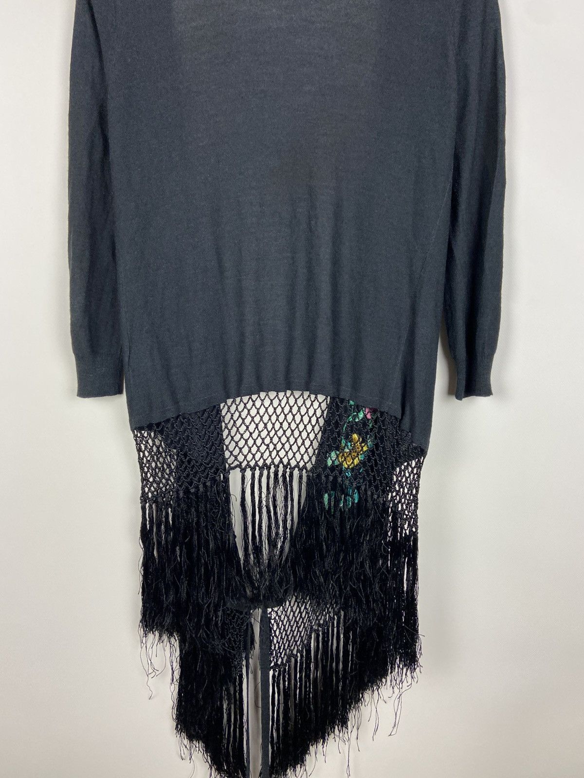 Designer × Kenzo Vintage Kenzo Jeans Silk Knit Fringe Wrap Cardigan Size M / US 6-8 / IT 42-44 - 17 Thumbnail