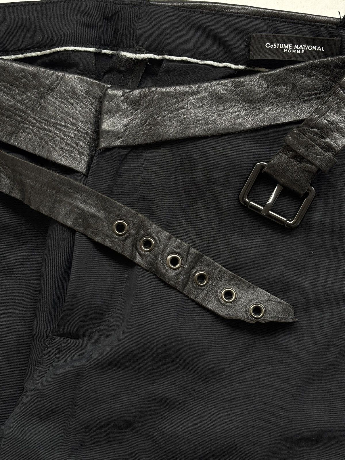Hedi Slimane Leather Belted Skinny Trousers Size US 30 / EU 46 - 7 Thumbnail
