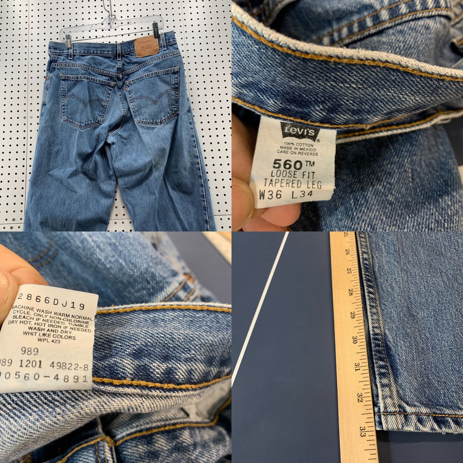 Levi's VINTAGE Levi's 560 Jeans Mens Blue Loose Tapered Fit Distressed 34x33 Size US 42 / EU 58 - 9 Thumbnail