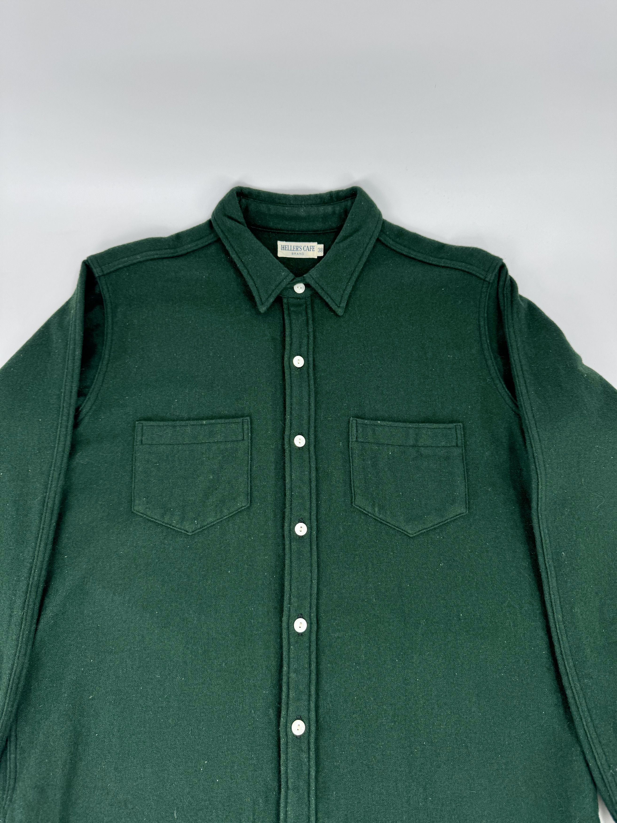 Heller's Cafe × Warehouse Heller's Cafe x Warehouse Japan Green Wool Shirt Size 38 Size US S / EU 44-46 / 1 - 2 Thumbnail