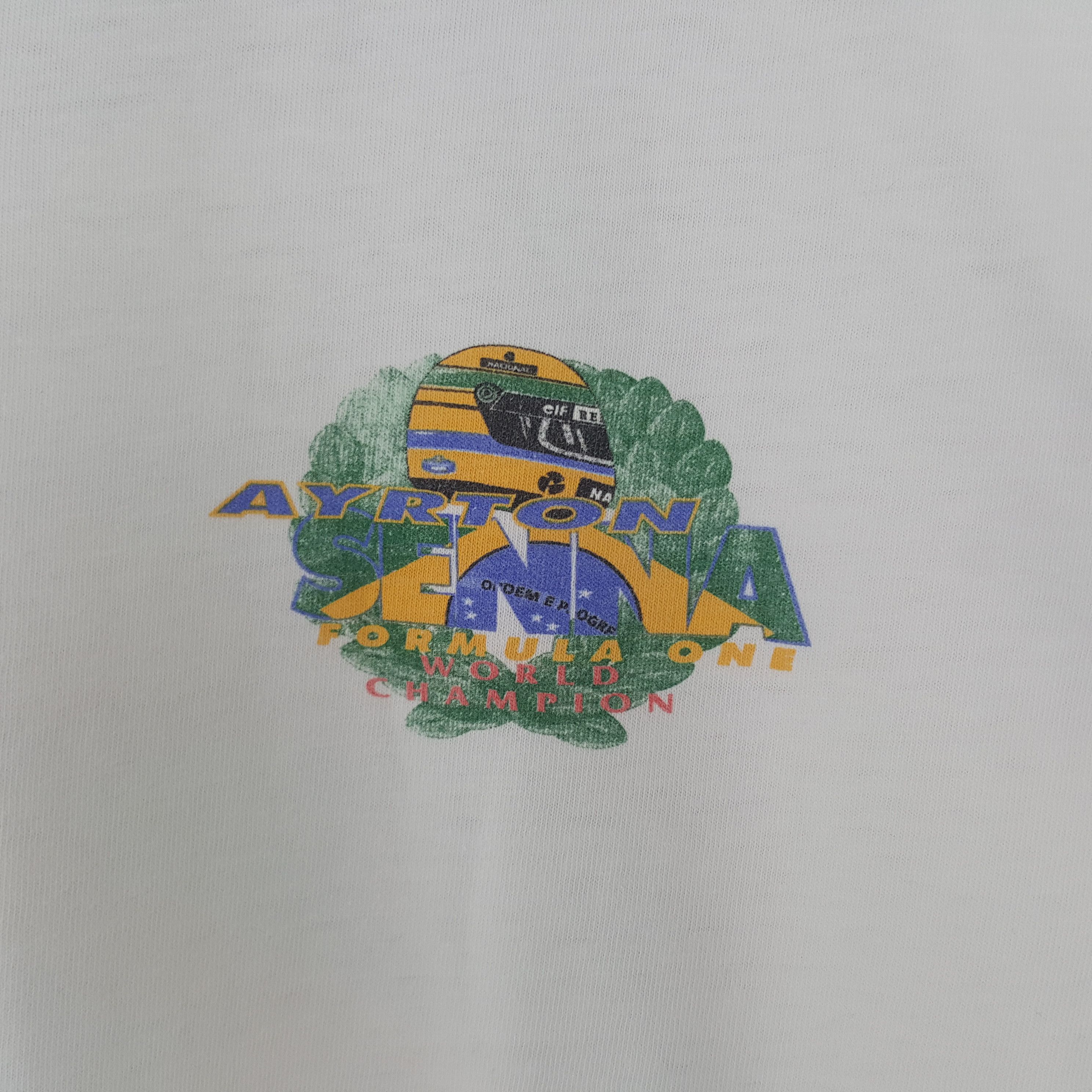 Vintage Vintage Avrton Senna Formula One Racing F1 Tshirt C276N37 Size US XL / EU 56 / 4 - 4 Thumbnail