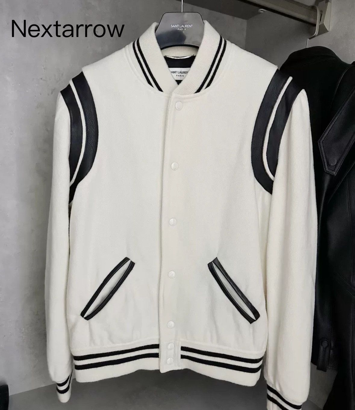 Saint Laurent Paris × Yves Saint Laurent Saint Laurent white Teddy baseball jacket2412-Nextarrow Size US S / EU 44-46 / 1 - 1 Thumbnail