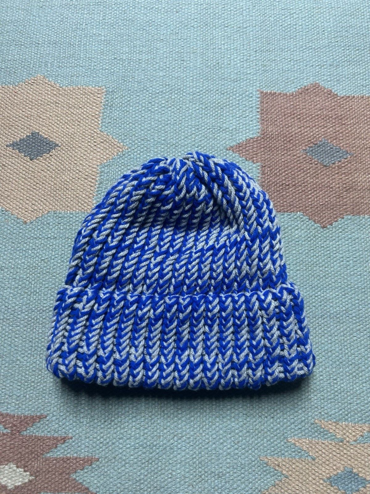 Vintage Hand knit crochet beanie winter hat Detroit lions one size Size ONE SIZE - 2 Thumbnail
