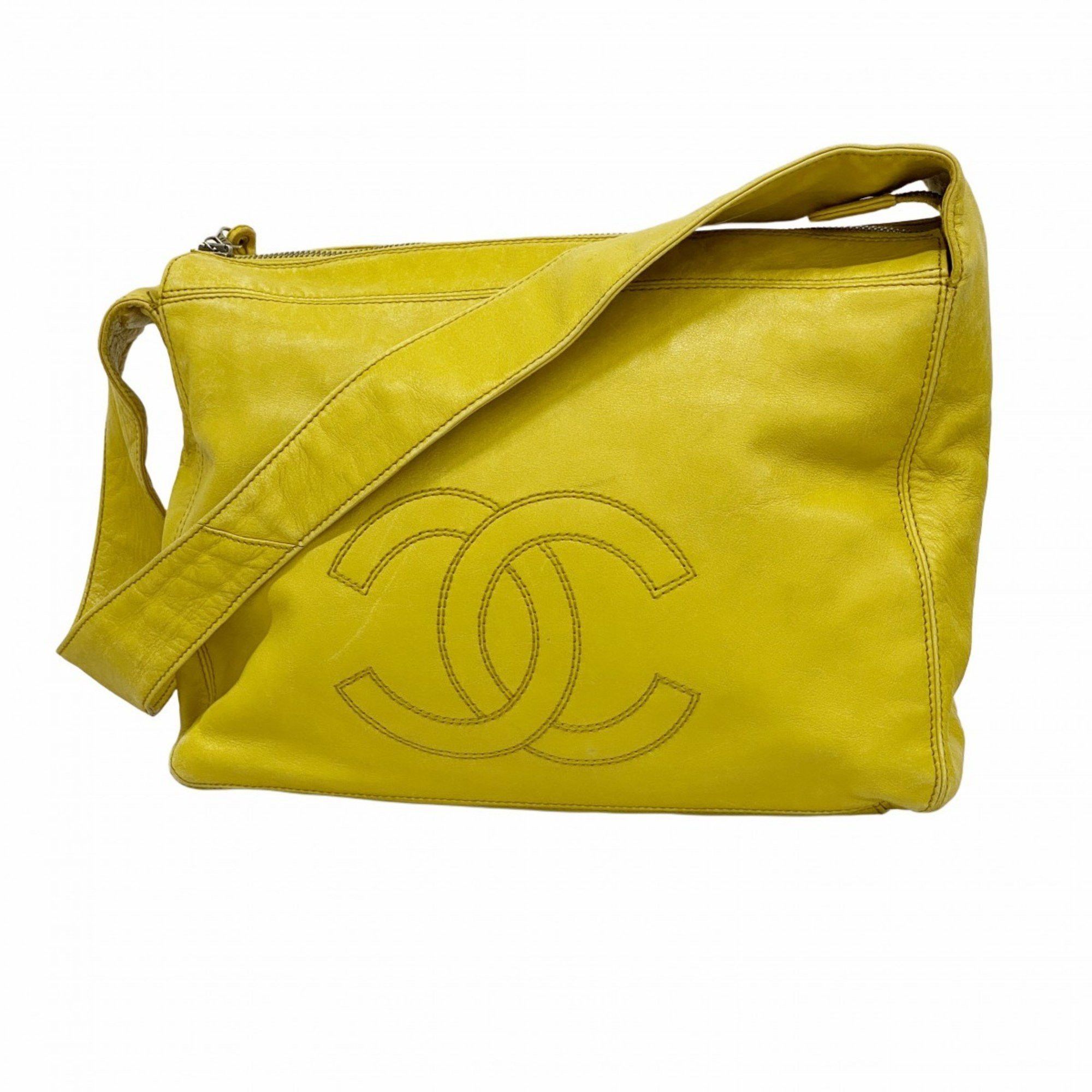 Chanel Shoulder Bag, Lambskin, Yellow, Women's