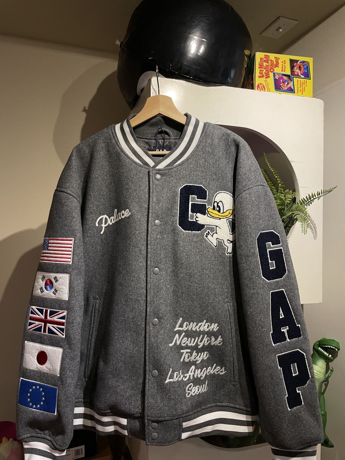 Gap Palace x Gap Varsity Jacket Grey Size XL | Grailed