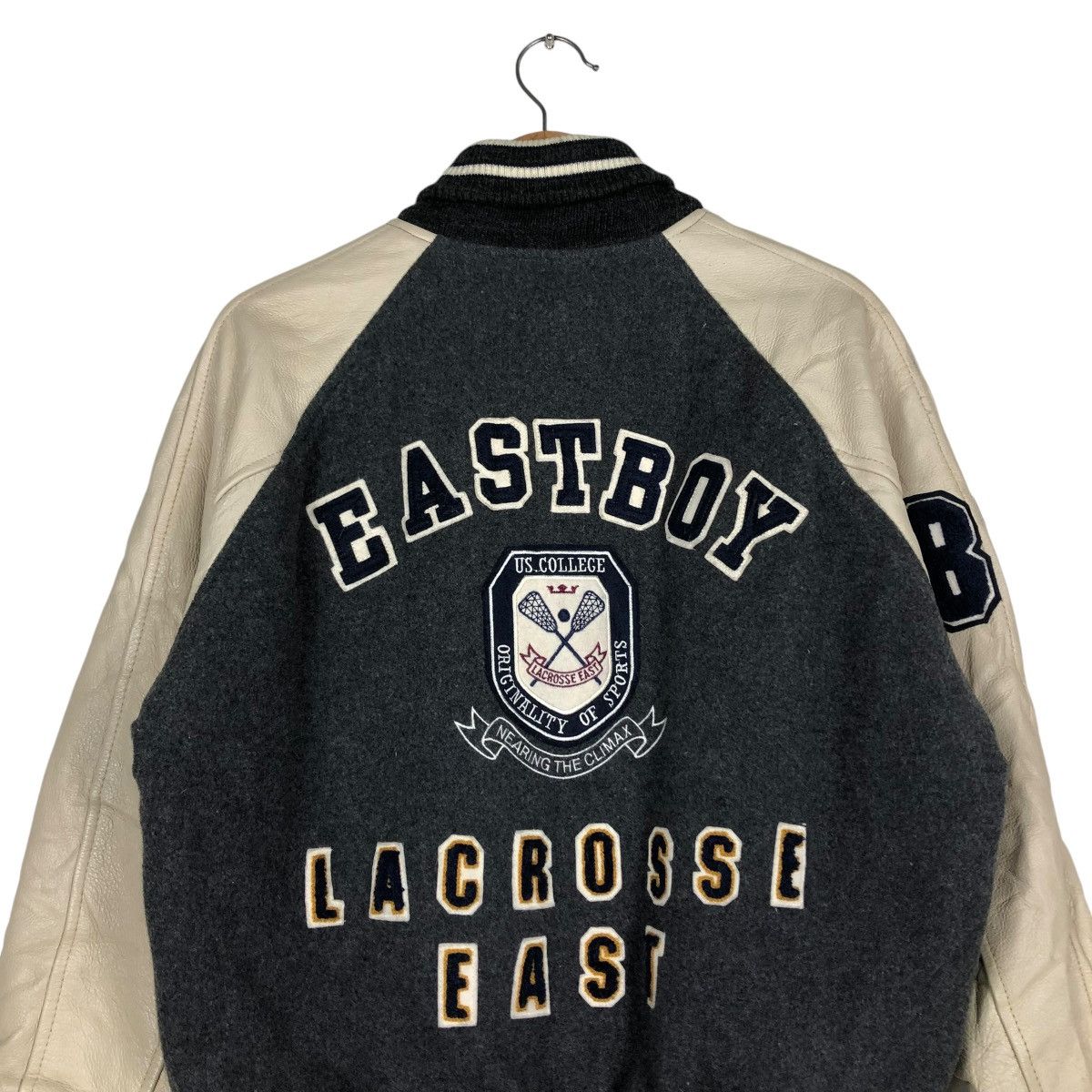 Japanese Brand 🔥VINTAGE VARSITY JUMPER LEATHER JACKET EAST BOY BIG LOGO Size US M / EU 48-50 / 2 - 11 Thumbnail