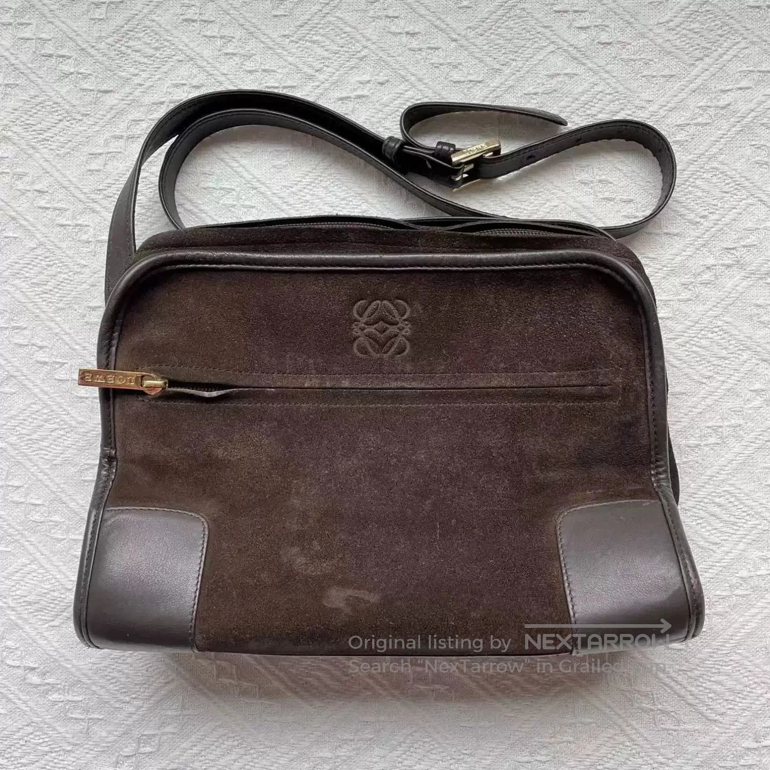 Loewe deep brown suede crossbody bag. Size ONE SIZE - 1 Thumbnail