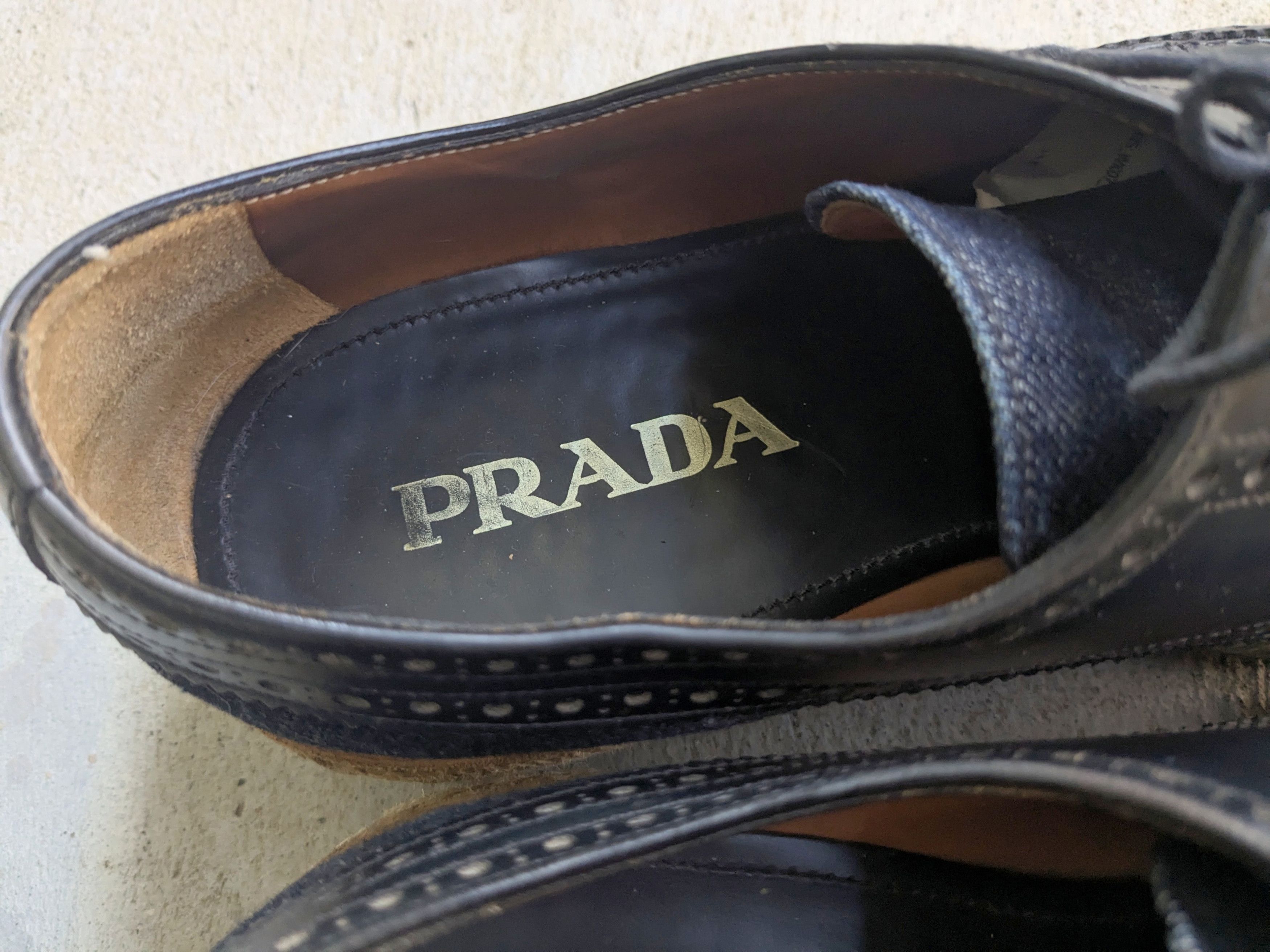 Prada Prada Brogues Wingtip Sneakers 9 Canvas Leather Platform Size US 9 / EU 42 - 7 Thumbnail