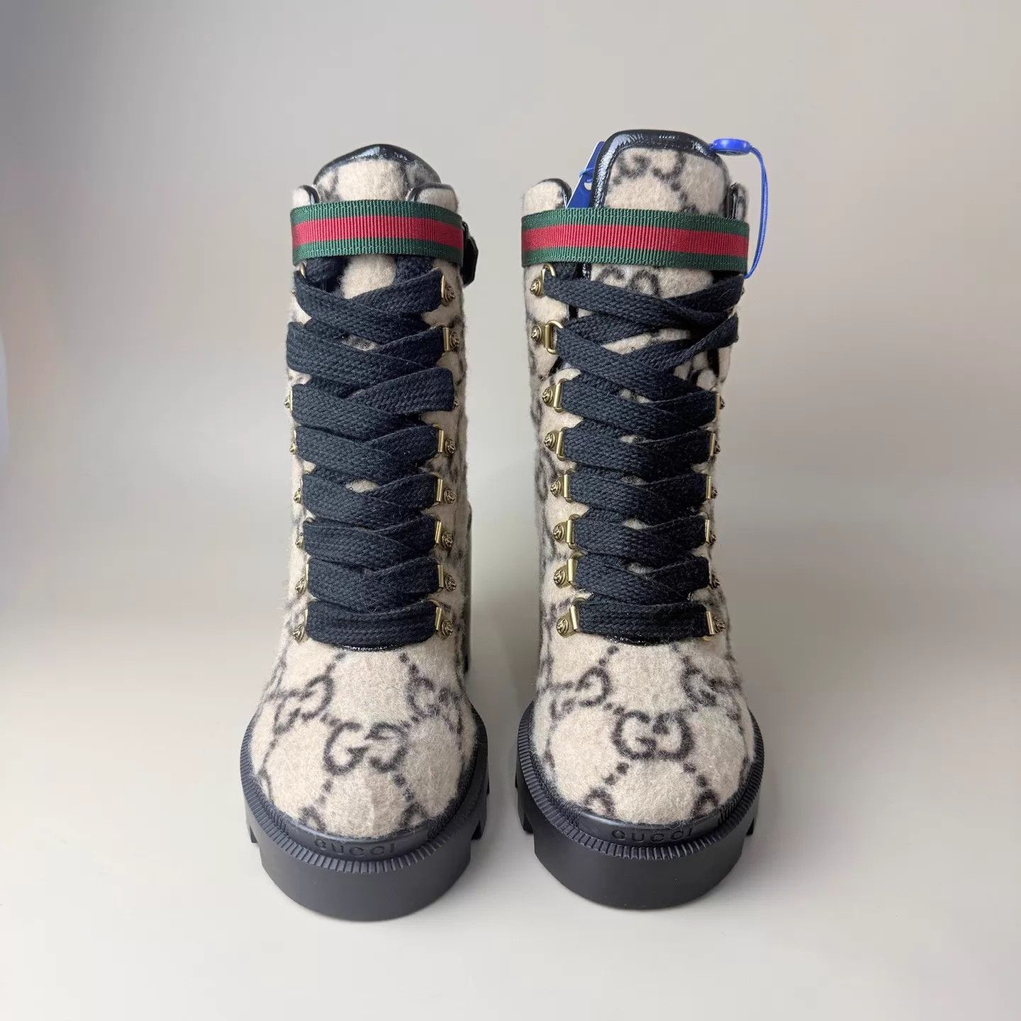 Gucci GUCCI Black Brown GG Print Platform Ankle Boots Size US 6 / IT 36 - 2 Thumbnail