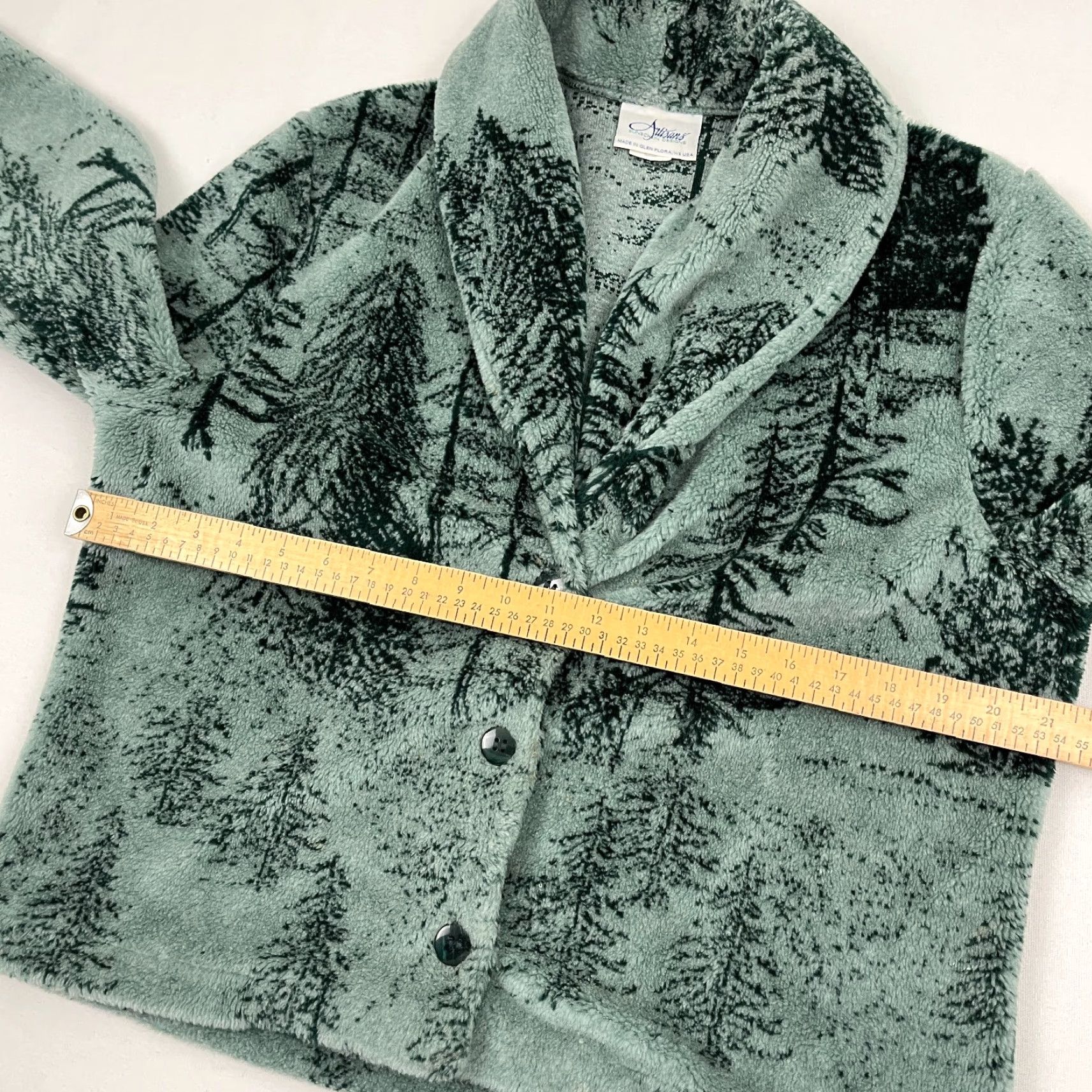 Vintage VTG Artisans Sweater Womens M Green Nature Forest Outdoor Fleece Fuzzy USA Made Green Size M / US 6-8 / IT 42-44 - 4 Thumbnail
