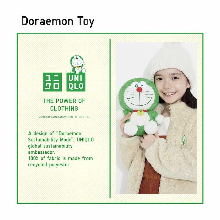 Uniqlo FAST SHIP Doraemon Plush Toy Doll Sustainability Mode Figure Size ONE SIZE - 5 Thumbnail