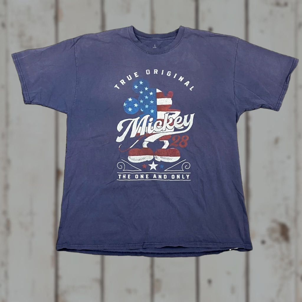 Disney VINTAGE Disney Parks Mickey Mouse 28 Stars Stripes USA Patriotic American Flag Shirt 2XL Size US XXL / EU 58 / 5 - 1 Thumbnail