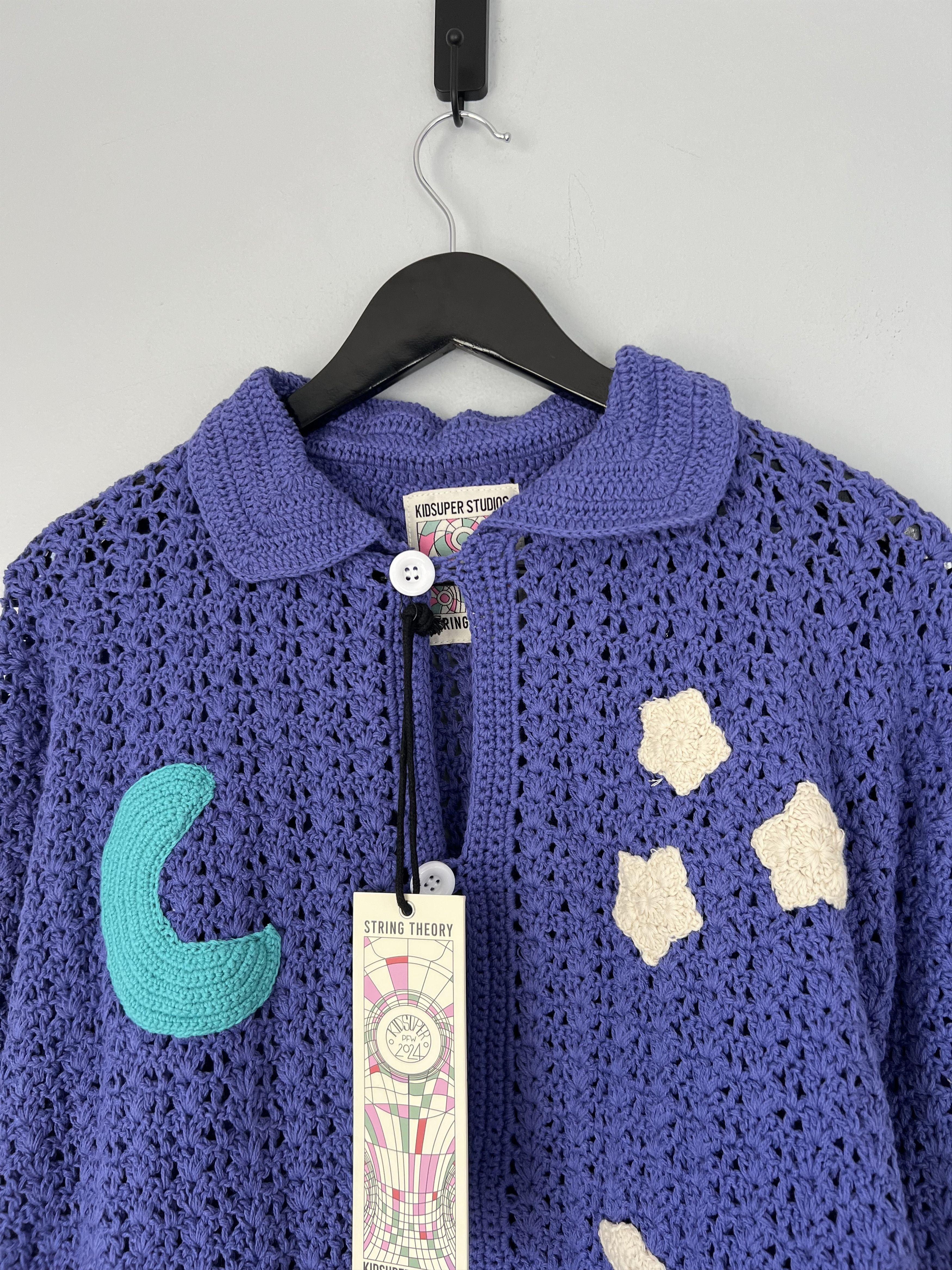KidSuper Kidsuper Studios Long Sleeve Crochet Sweater in Purple Size US M / EU 48-50 / 2 - 2 Thumbnail