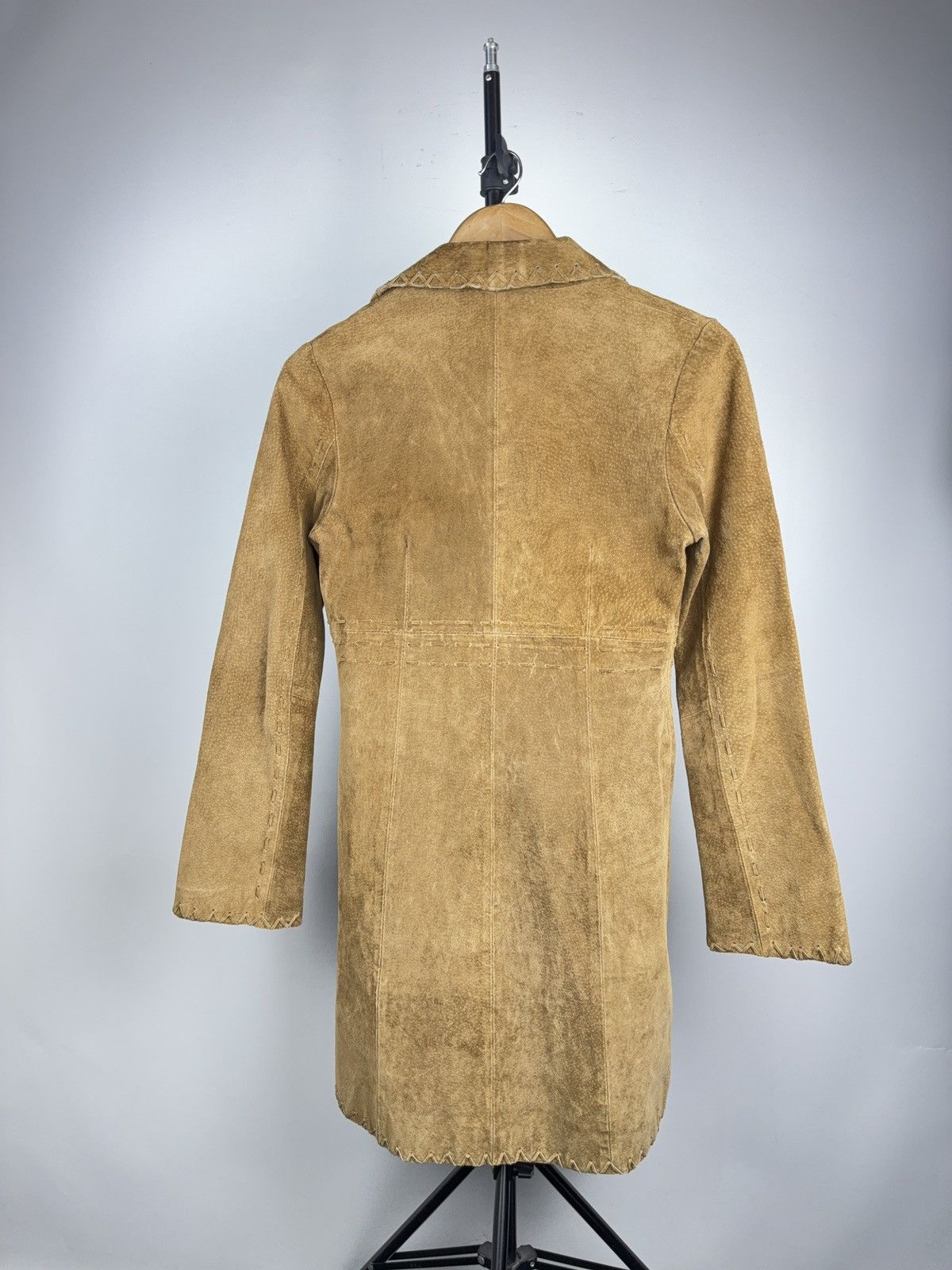 Genuine Leather Western Y2K Suede Leather Boho Coat Tan Whipstitch Jacket Size XS / US 0-2 / IT 36-38 - 11 Thumbnail
