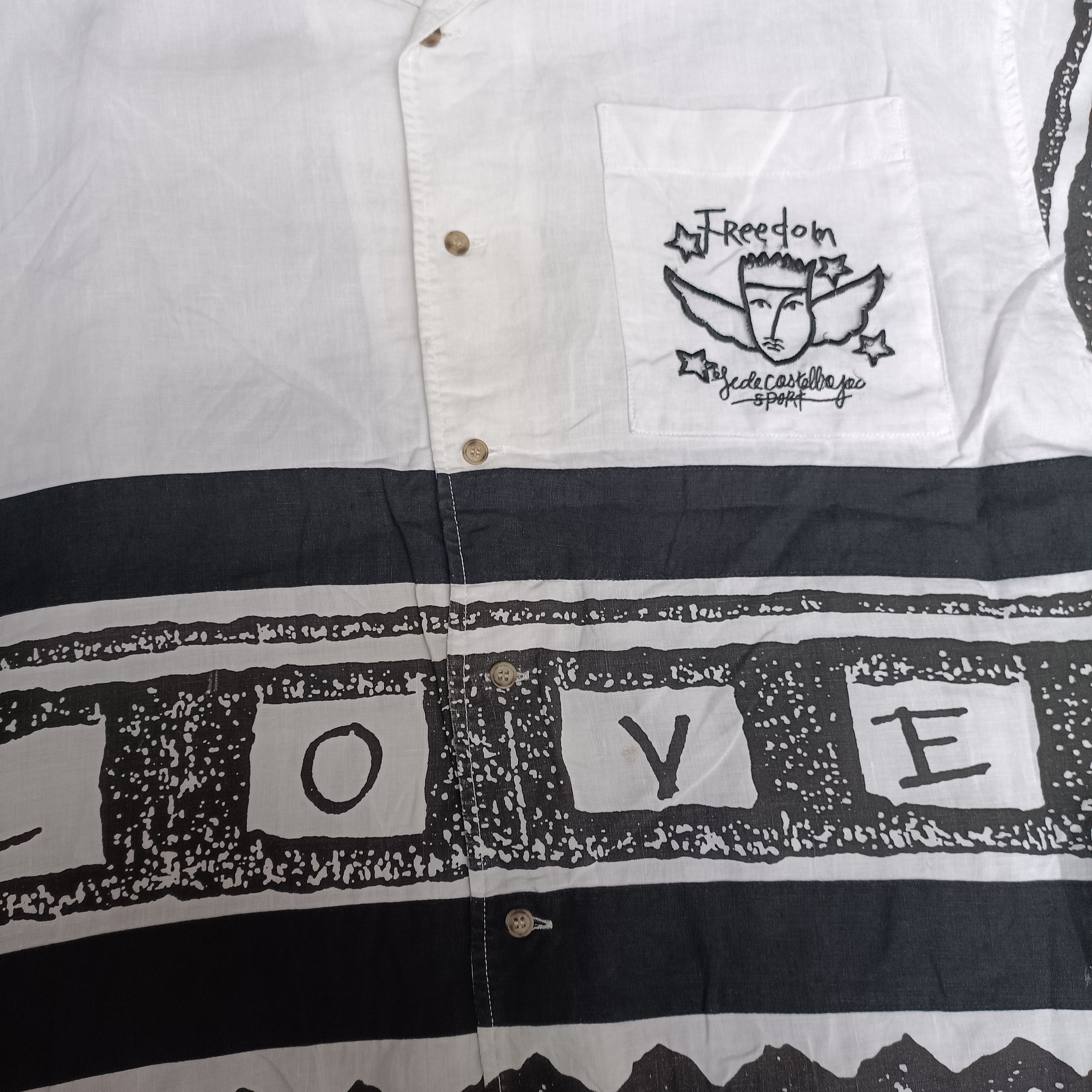 Japanese Brand Jean Charles De Castelbajac Open Collar Shirt Freedom Love Size US L / EU 52-54 / 3 - 4 Thumbnail