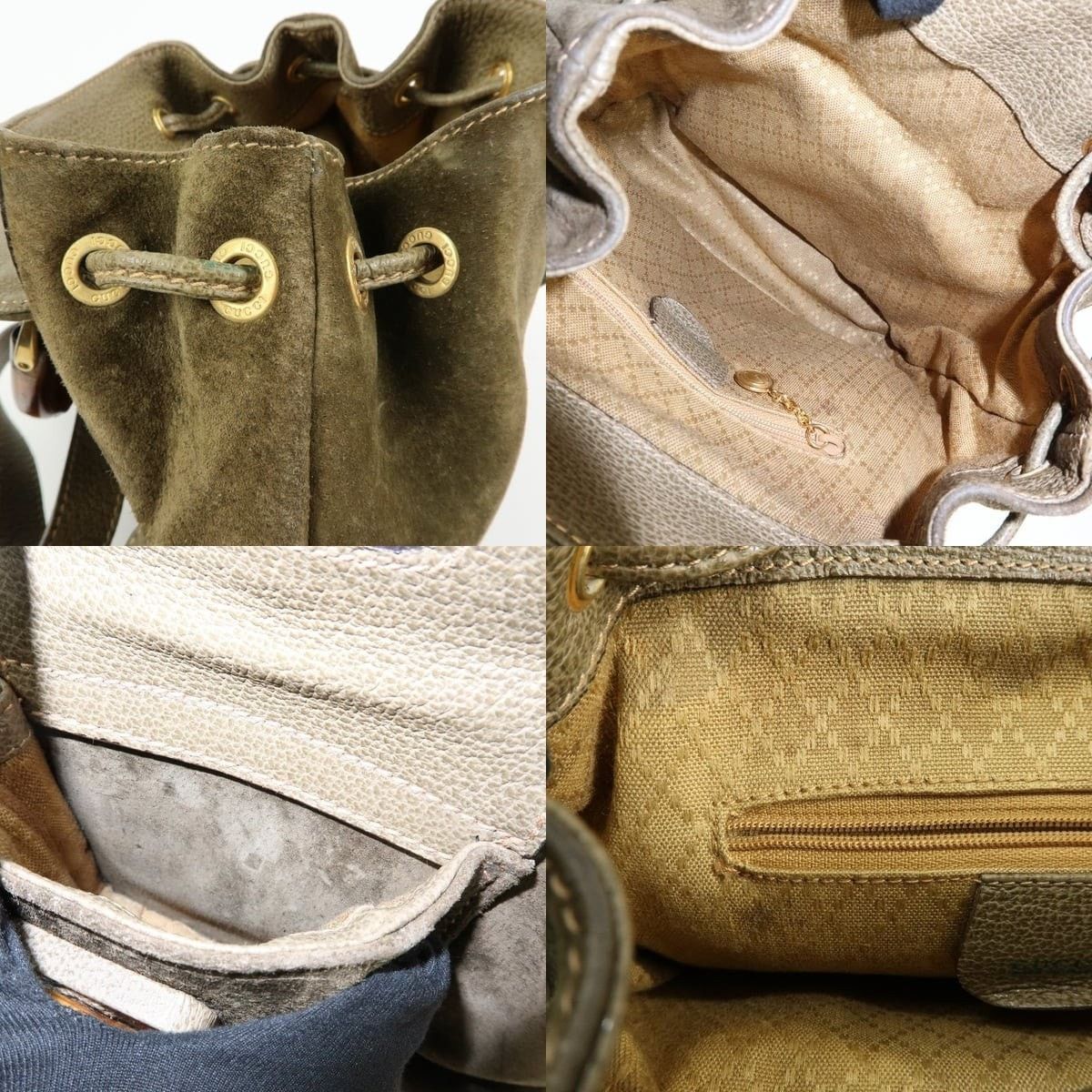Gucci Gucci Bamboo Suede Backpack Green Size ONE SIZE - 7 Thumbnail