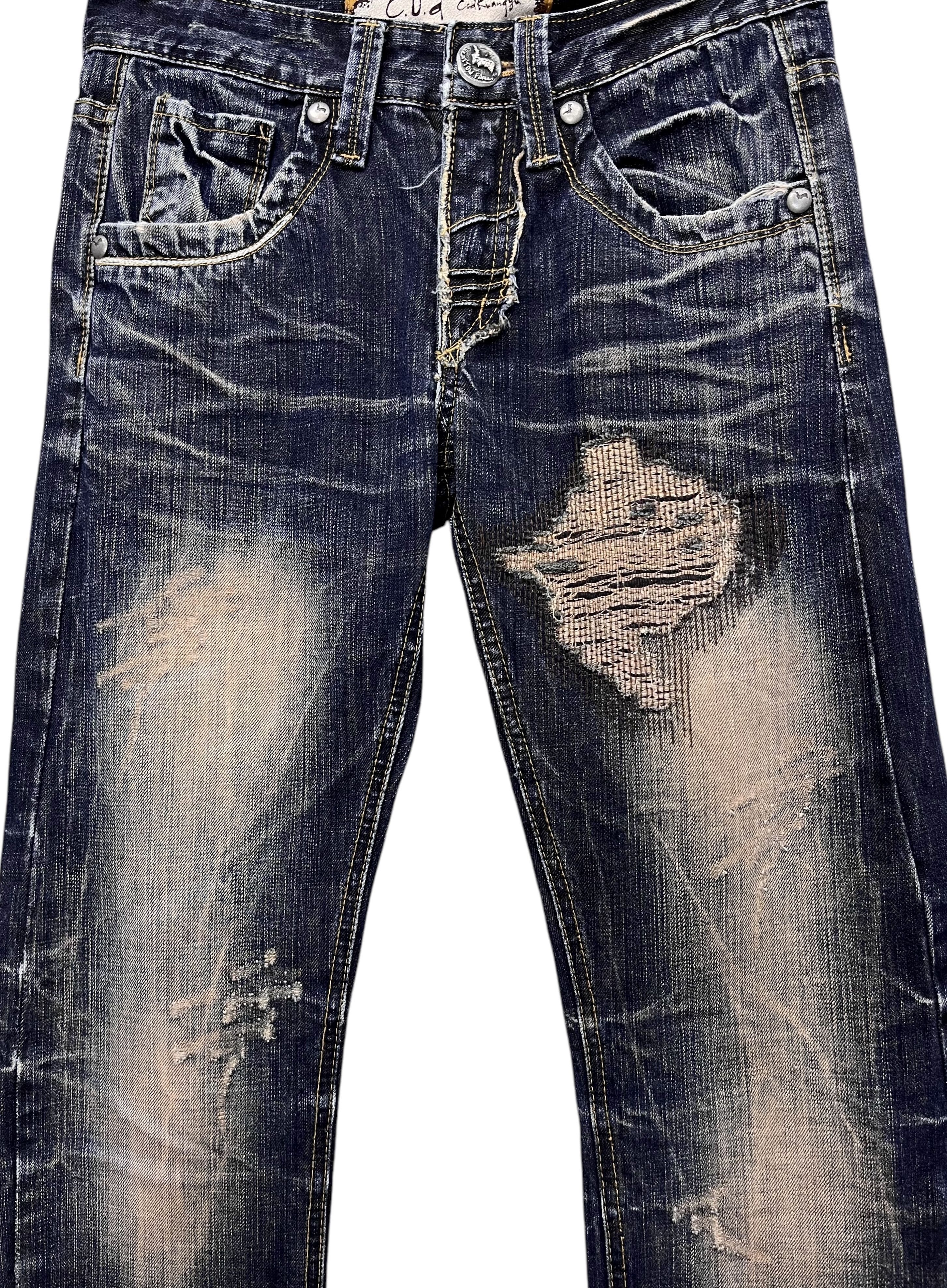 Japanese Brand FYE🔥Vintage C.O.T Mudwash Clawmark Grunge Boro Ripped Denim Size US 28 / EU 44 - 3 Thumbnail