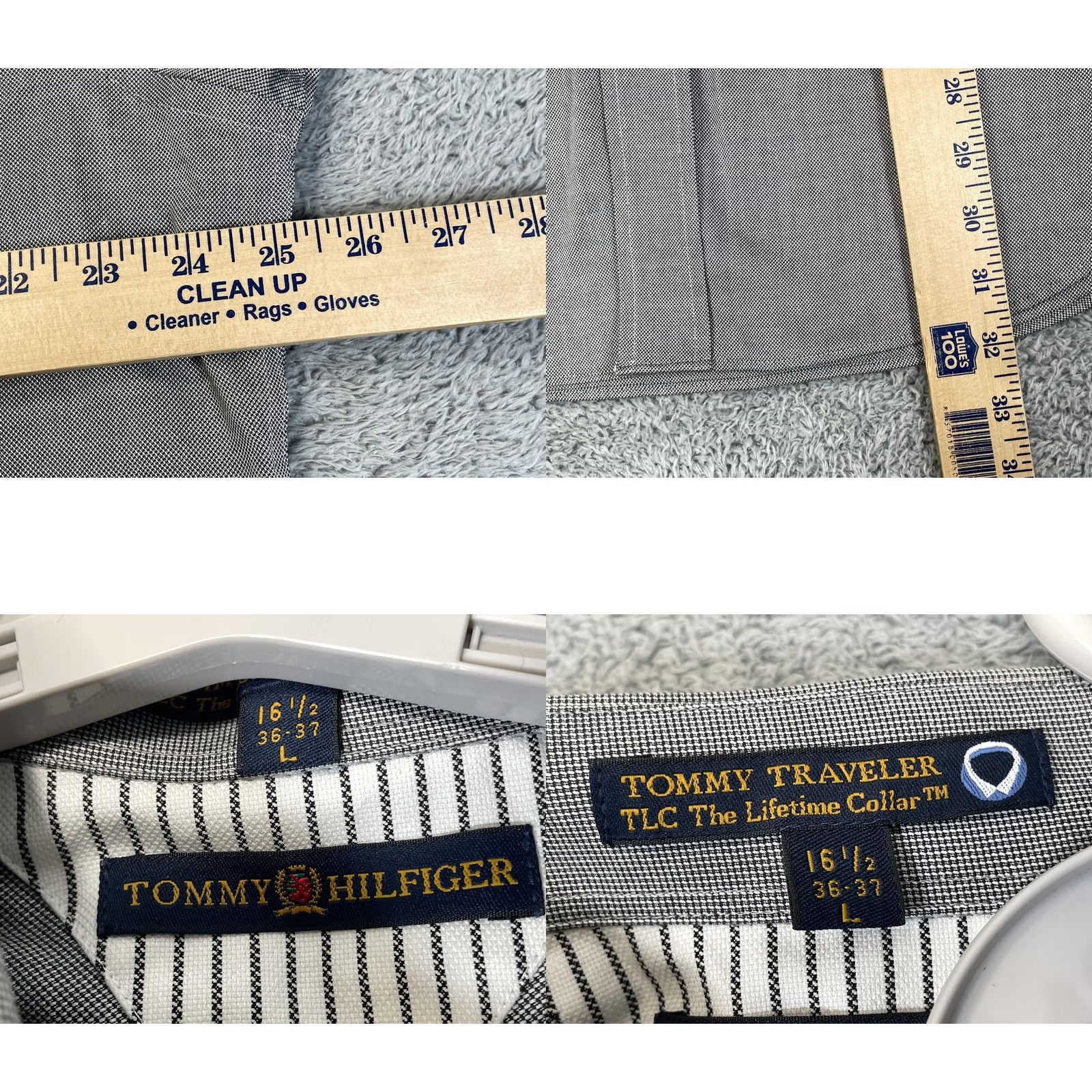 Tommy Hilfiger VTG Tommy Hilfiger Shirt Mens Large Gray Traveler TLC Dress Shirt Long Sleeve Check 16.5 36-37 Size US L / EU 52-54 / 3 - 8 Thumbnail