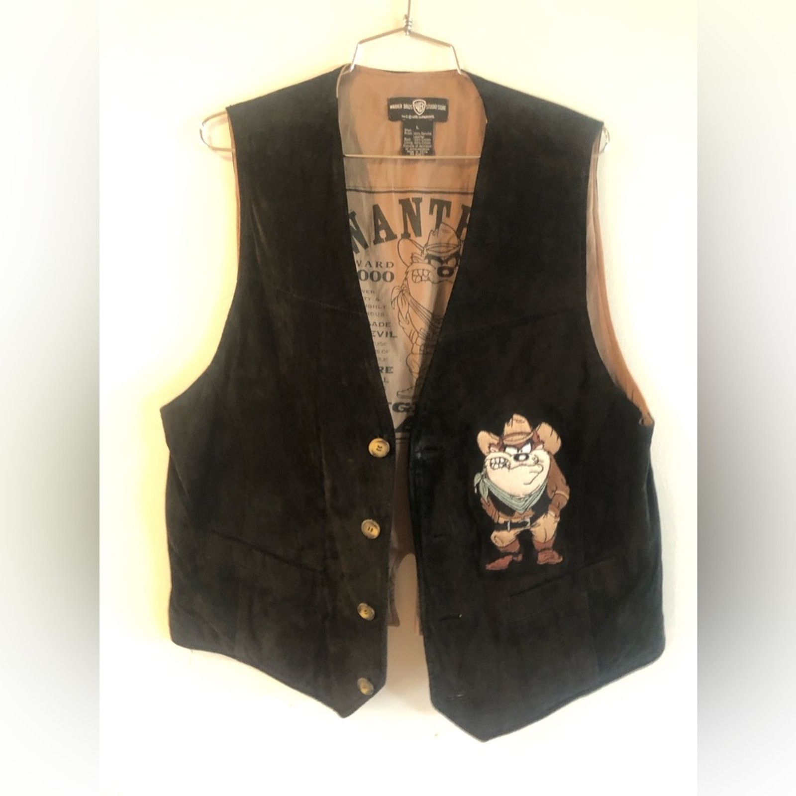 Warner Bros Genuine leather vest. WB Warner Brothers Tasmanian Devil Size US L / EU 52-54 / 3 - 1 Thumbnail