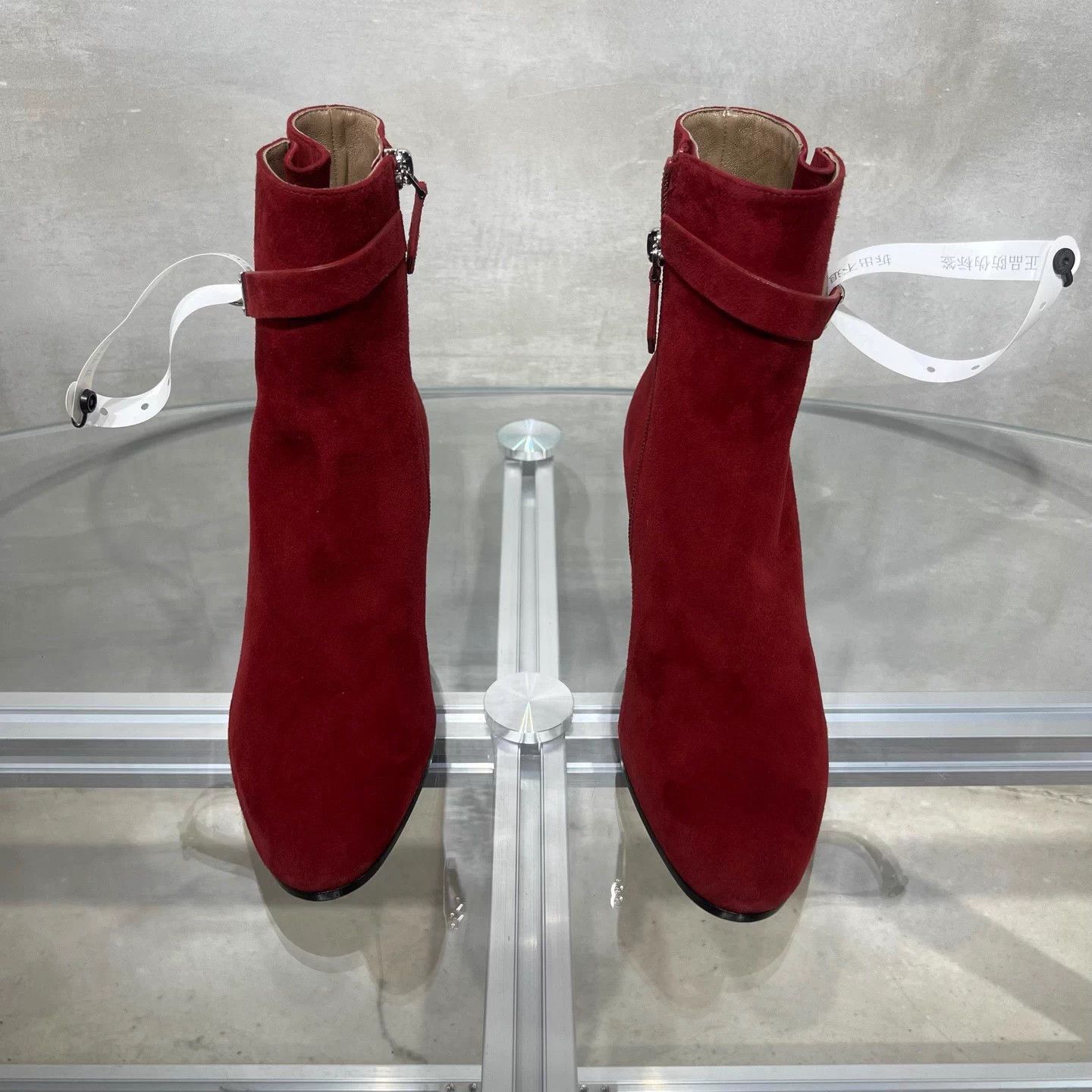 Hermes Hermes Wine Red Kelly Heel Short Boot Silver 37 Size US 6 / IT 36 - 1 Thumbnail