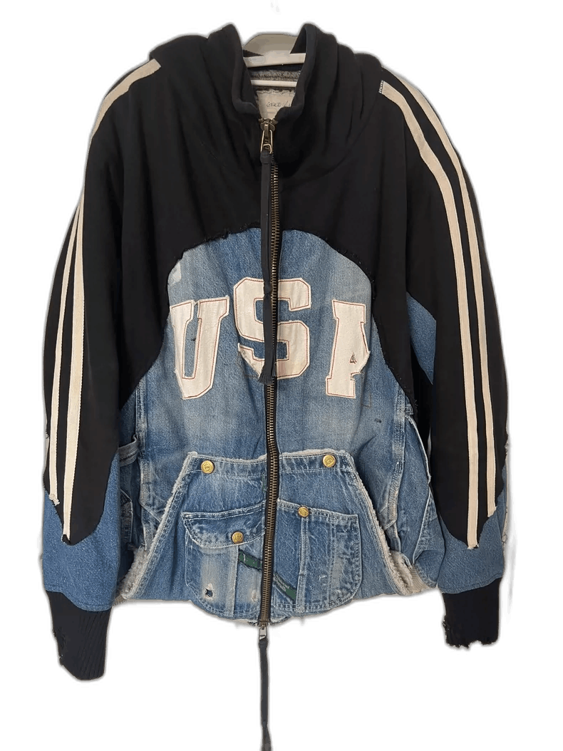 greg lauren patchwork hoodie jacket