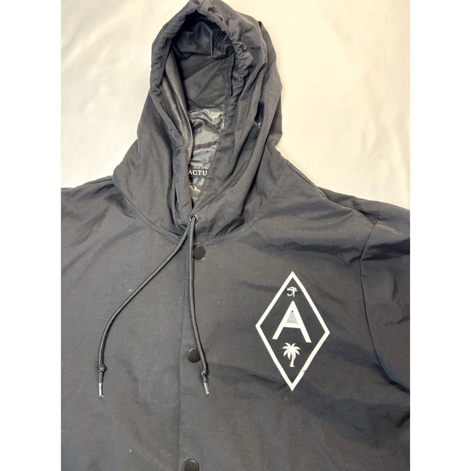 Paradise Actual Pain Jacket Hooded Button Paradise City California Men’s M Black Nylon Baseball City Mens Medium - READ Size US M / EU 48-50 / 2 - 2 Thumbnail