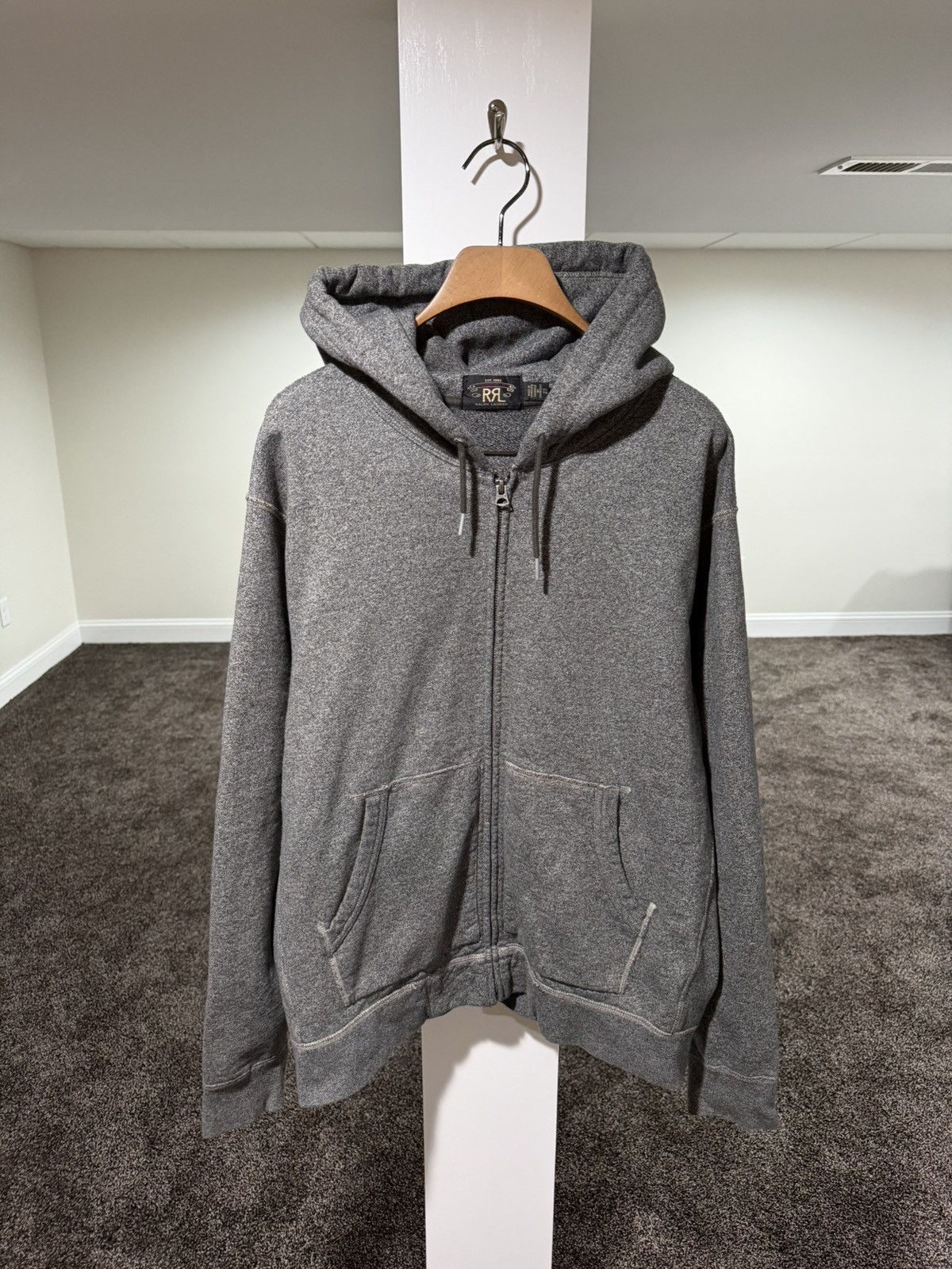 RRL Ralph Lauren RRL Ralph Lauren Gray French Terry Zip Up Hoodie Size US XL / EU 56 / 4 - 1 Thumbnail