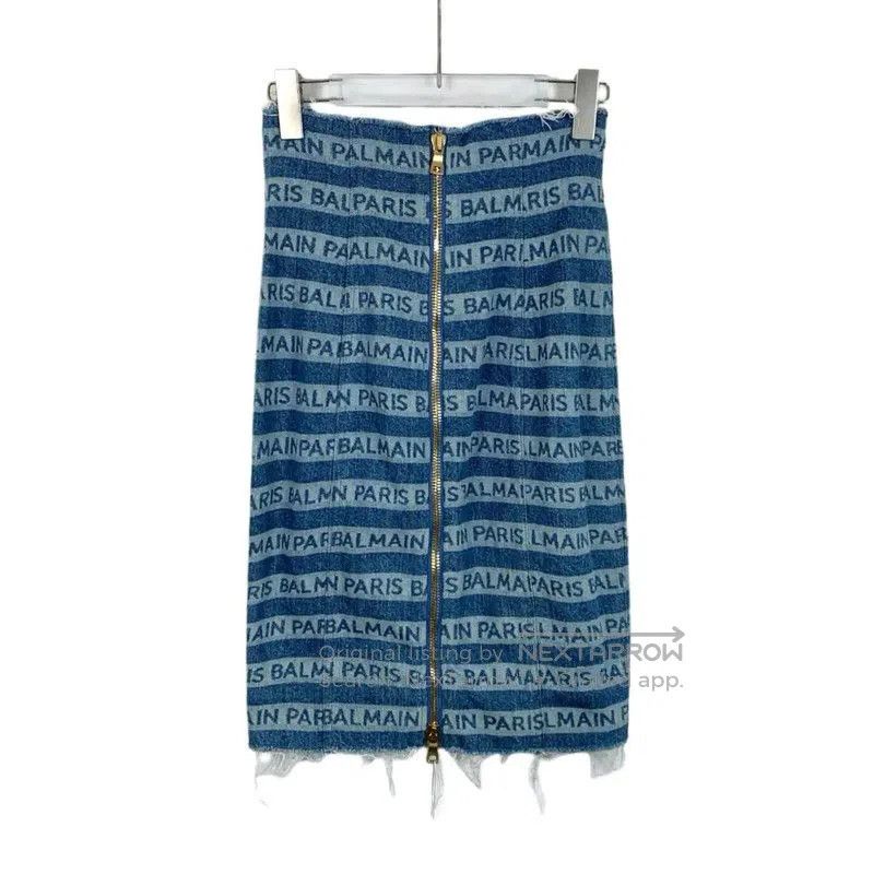 Balmain Balmain Blue Cotton Women's Midi Skirt . Size 22" - 2 Thumbnail