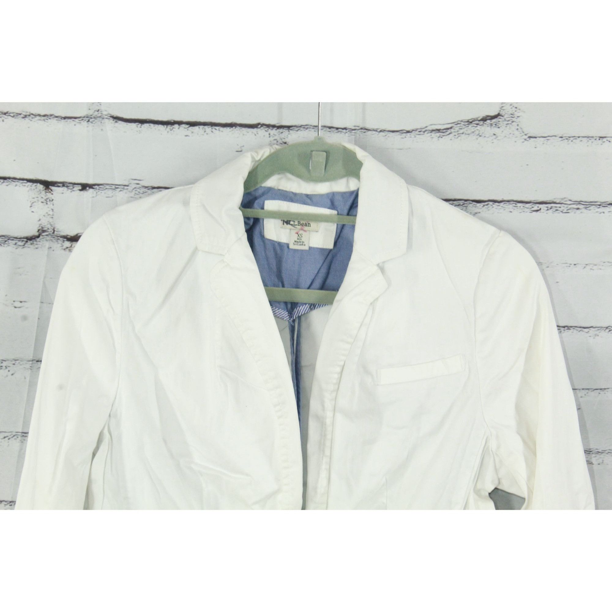 L.L. Bean LL Bean Women’s White Blazer Jacket Cotton Stretch Tailored Size XS / US 0-2 / IT 36-38 - 4 Thumbnail
