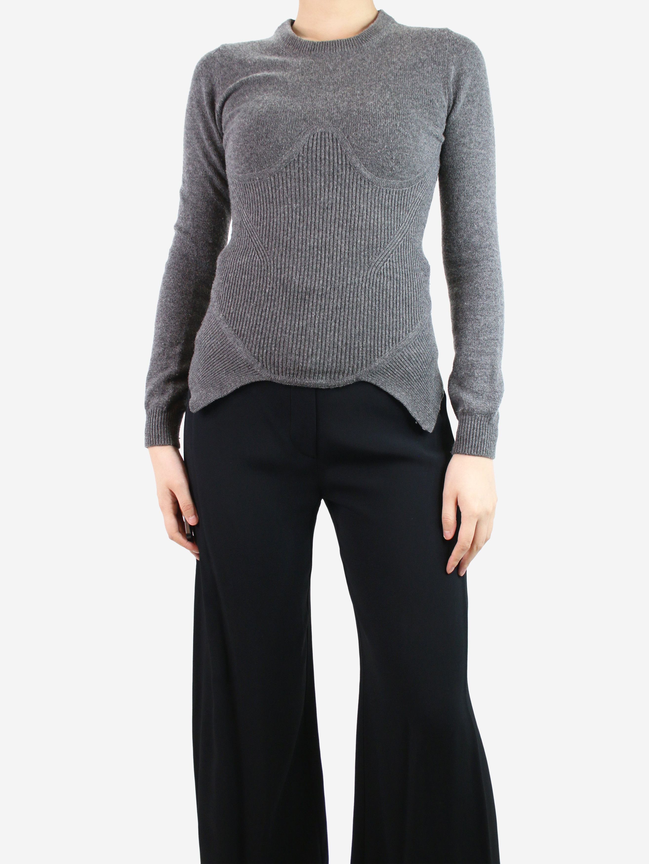 Grey wool-blend crewneck jumper - size M