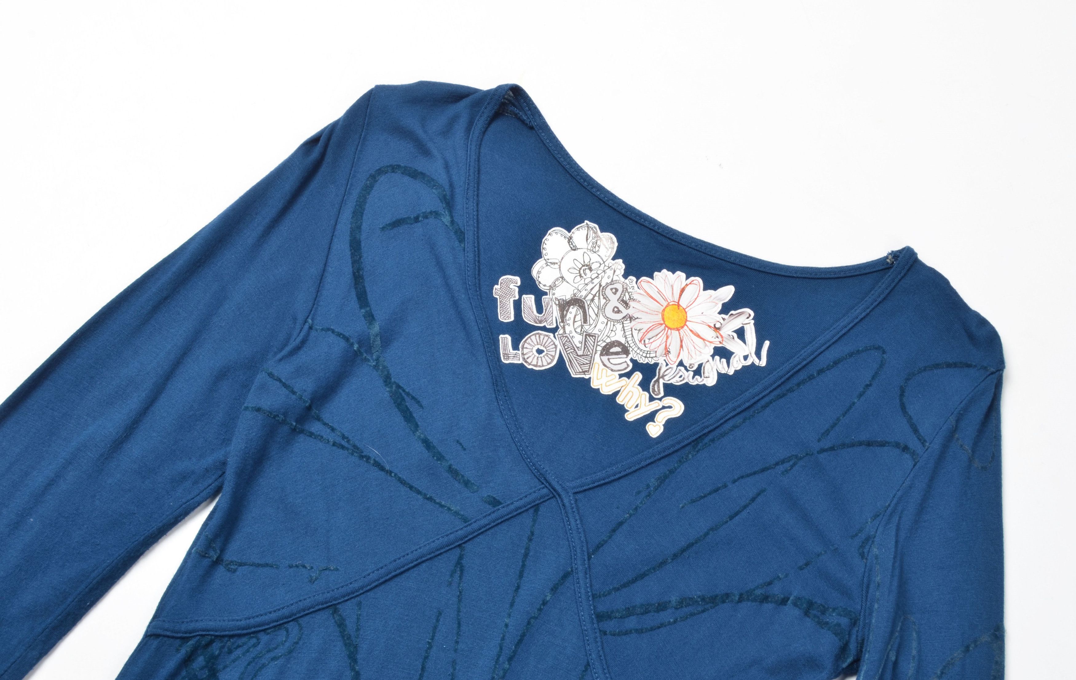 Desigual × Vintage Vintage Desigual Y2K Boho Long Sleeve Floral Dress Size M / US 6-8 / IT 42-44 - 5 Thumbnail