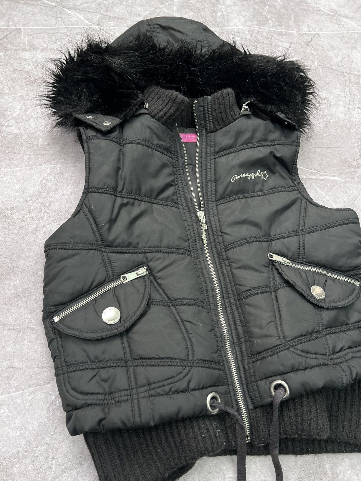 Vintage 2000s black opium 90s LGB STYLE FUR HOODIE vest jacket Size M / US 6-8 / IT 42-44 - 3 Thumbnail